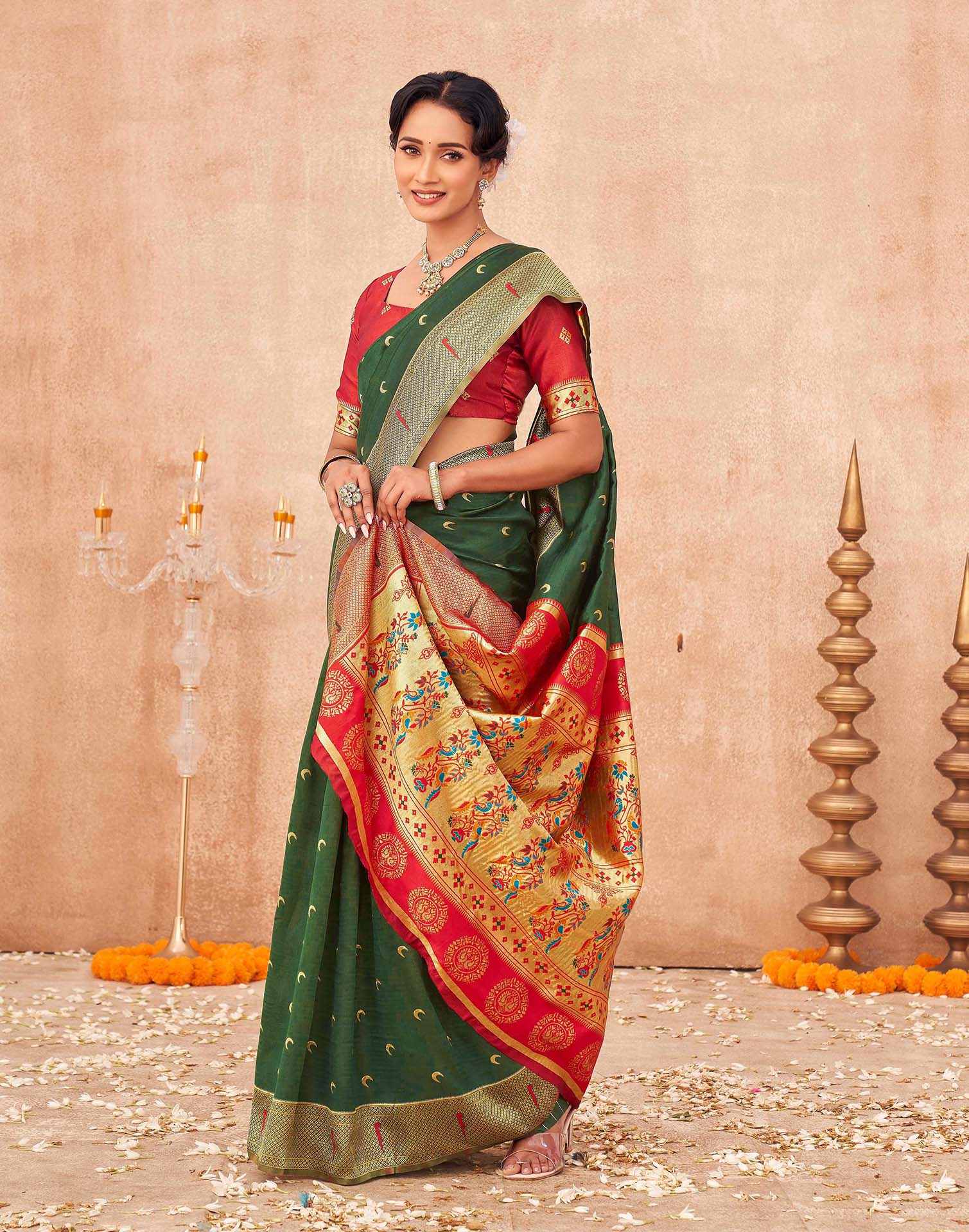 Green Silk Woven Paithani Saree