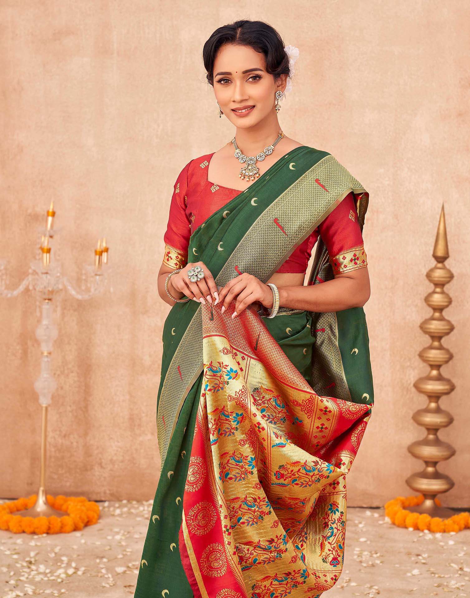 Green Silk Woven Paithani Saree