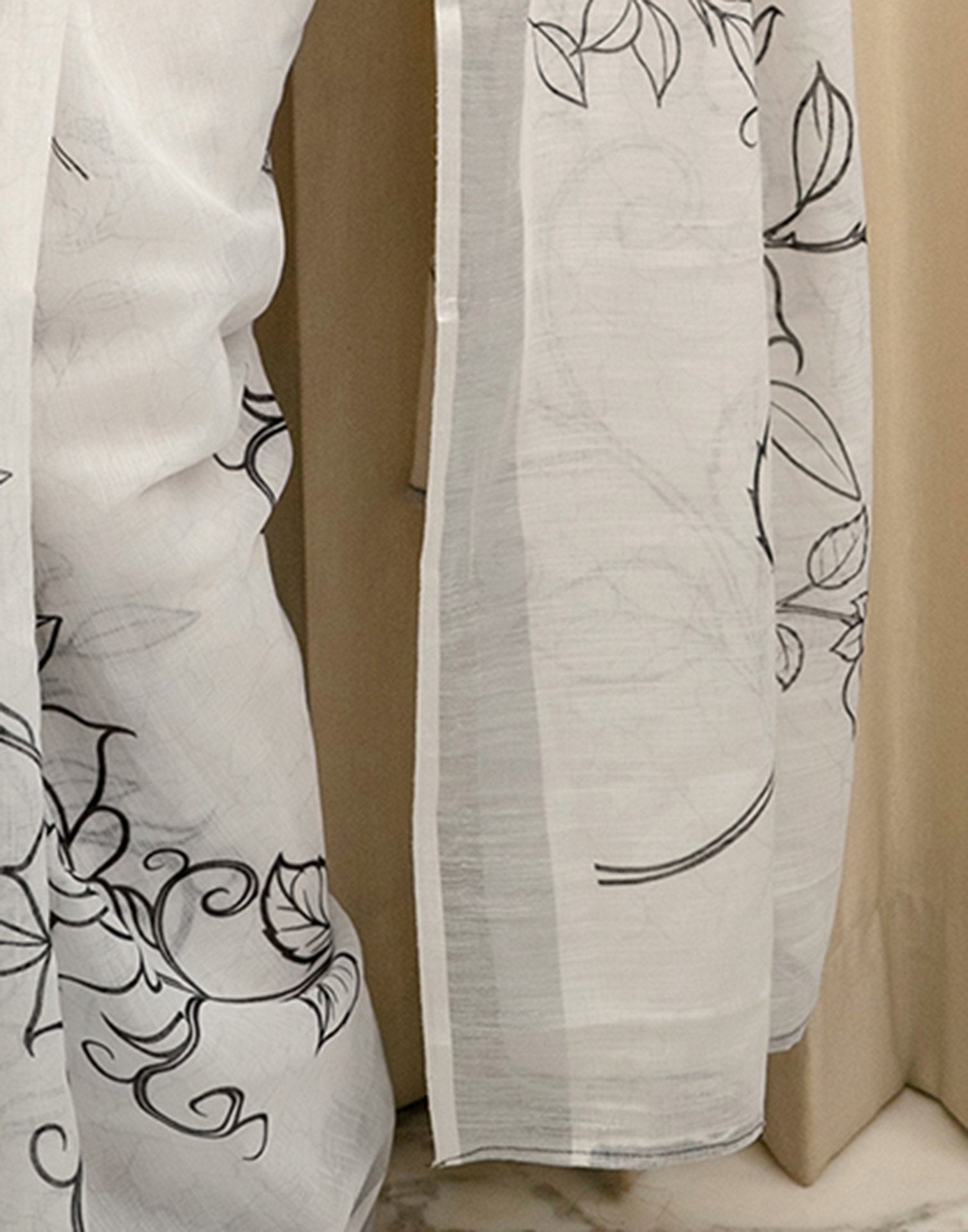 White Linen Printed Saree