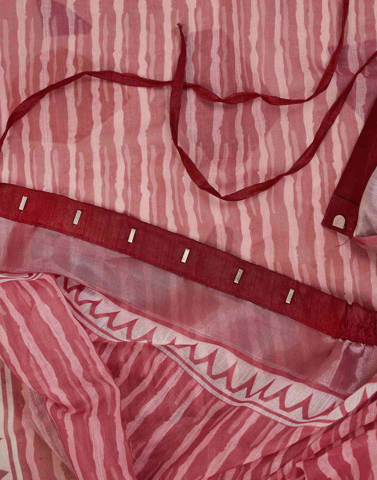 Ready To Wear Wine Linen Printed Saree