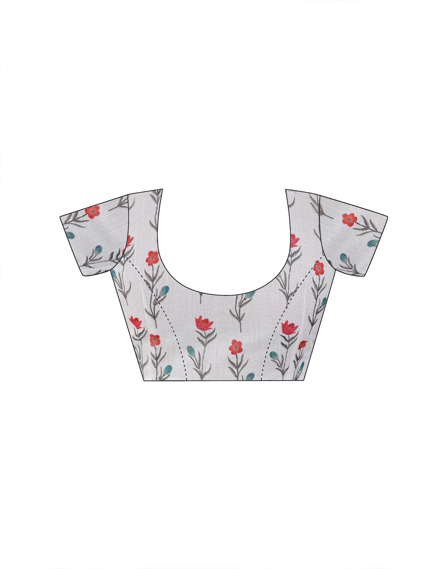 White Linen Printed Saree