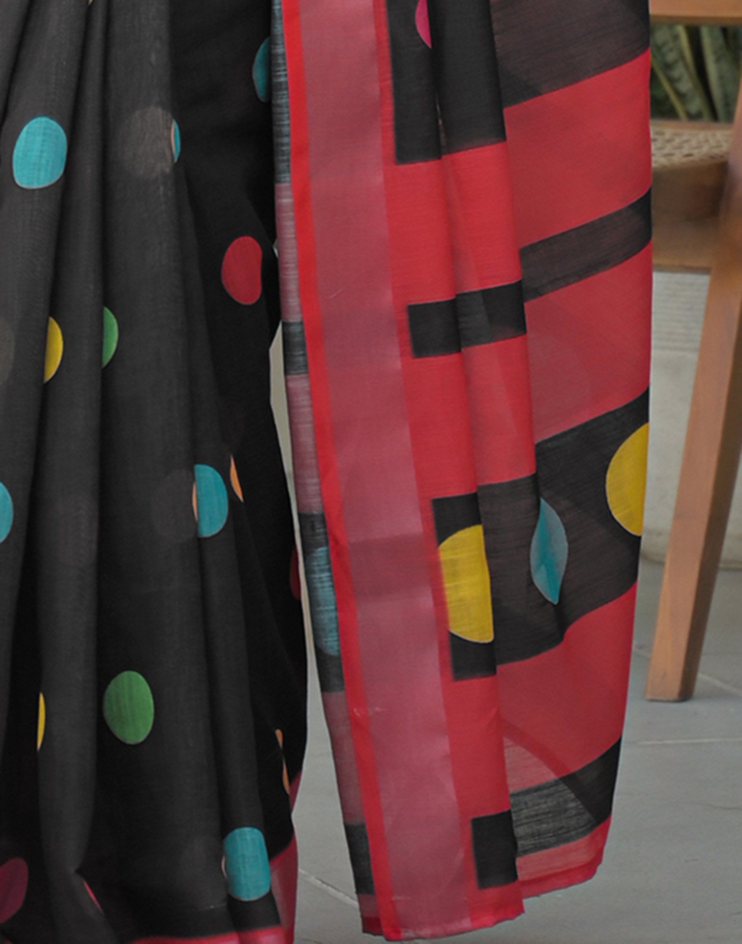 Black Linen Printed Saree