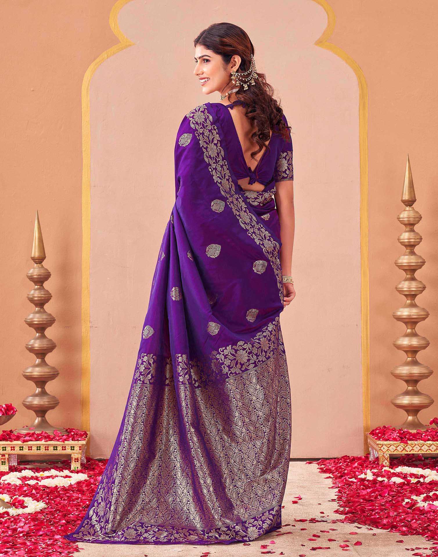 Purple Silk Woven Banarasi Saree