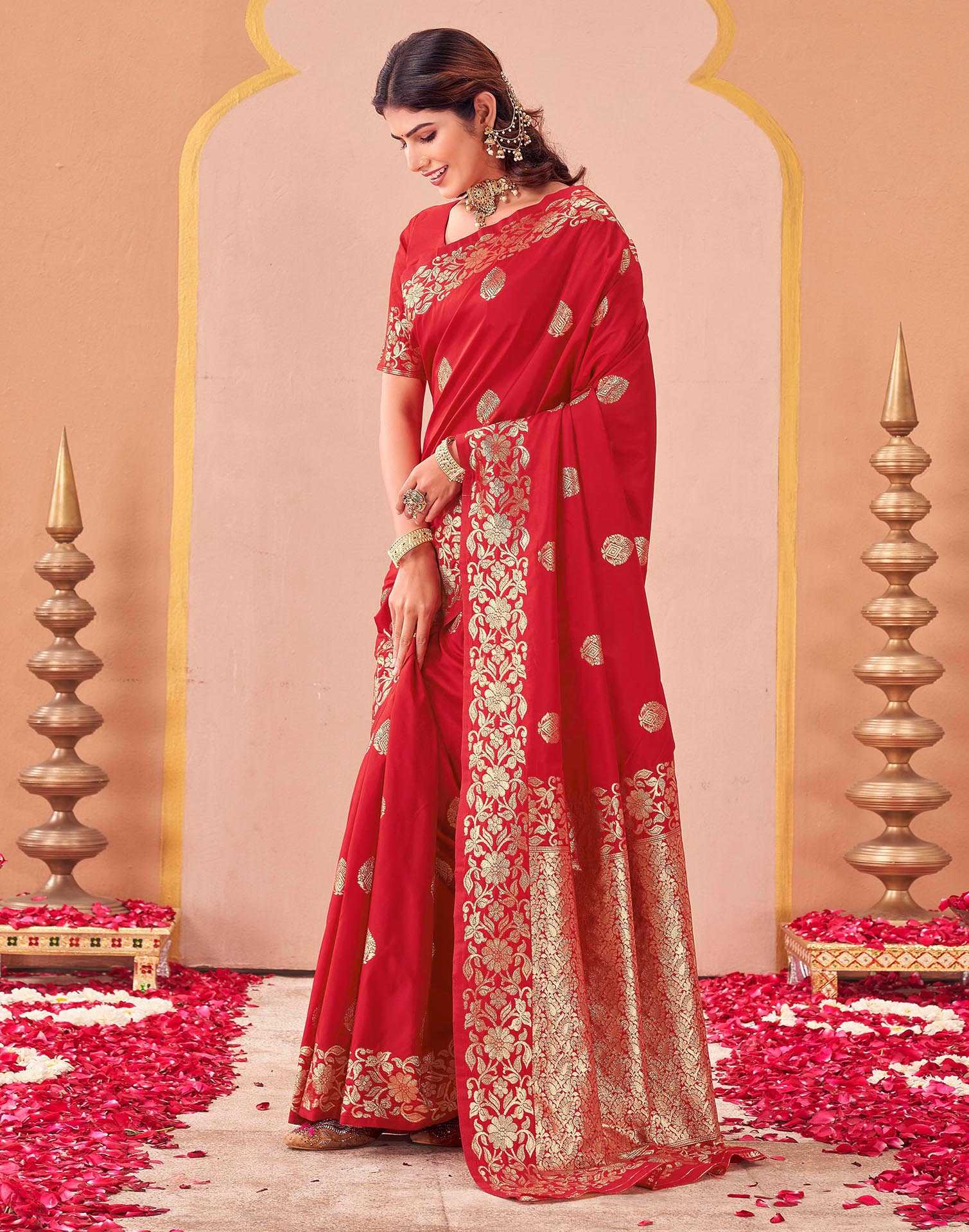 Red Silk Woven Banarasi Saree