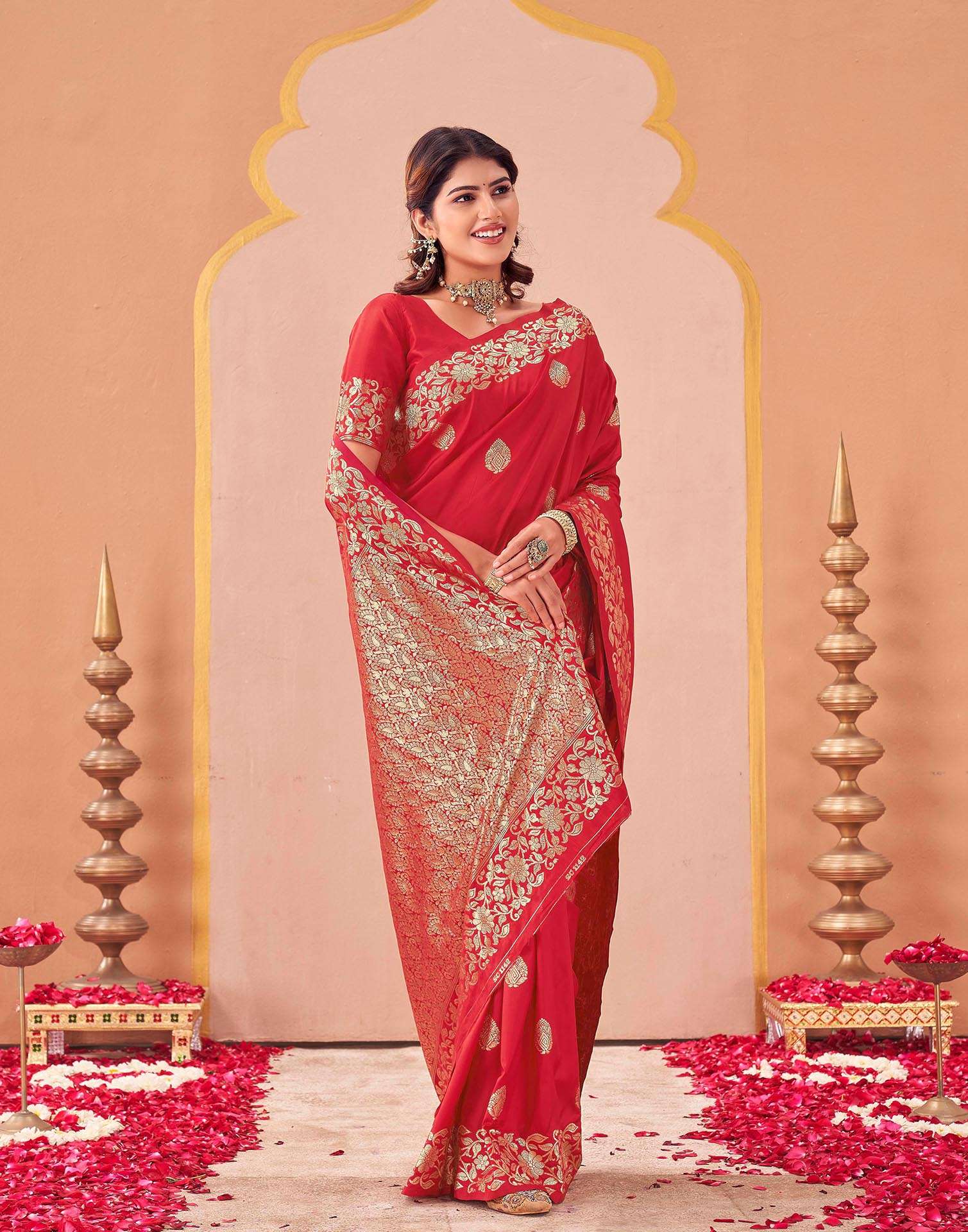 Red Silk Woven Banarasi Saree