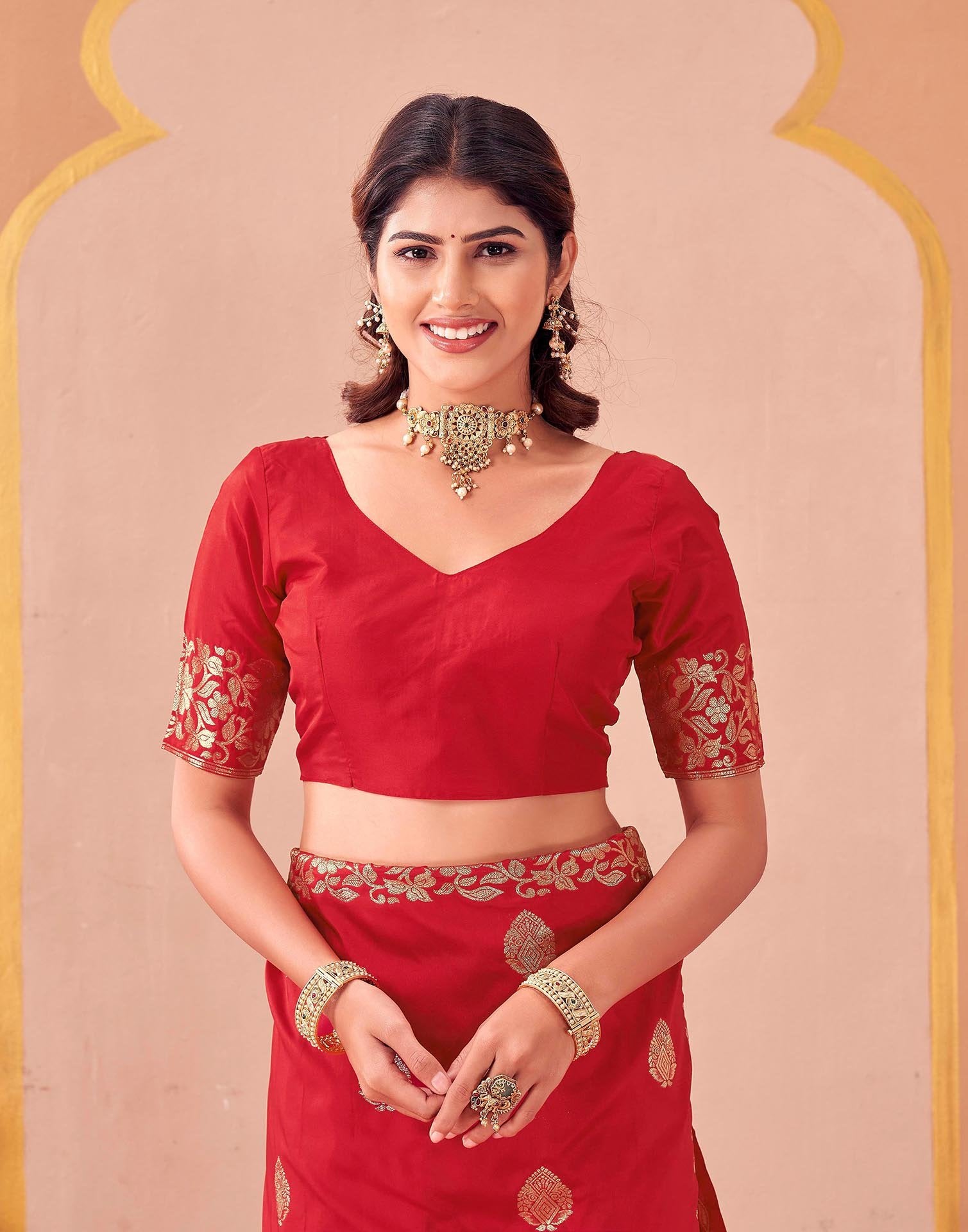 Red Silk Woven Banarasi Saree