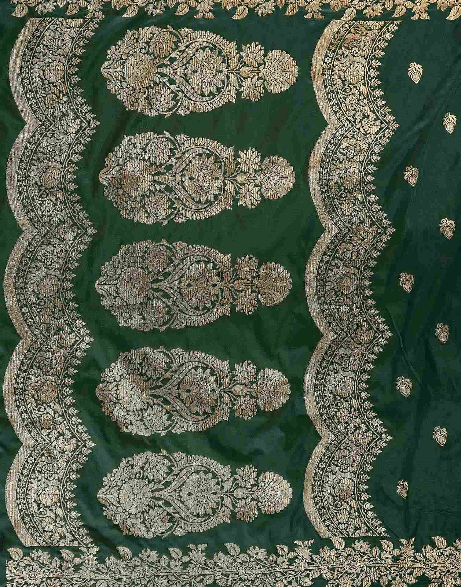 Dark Green Silk Woven Banarasi Saree