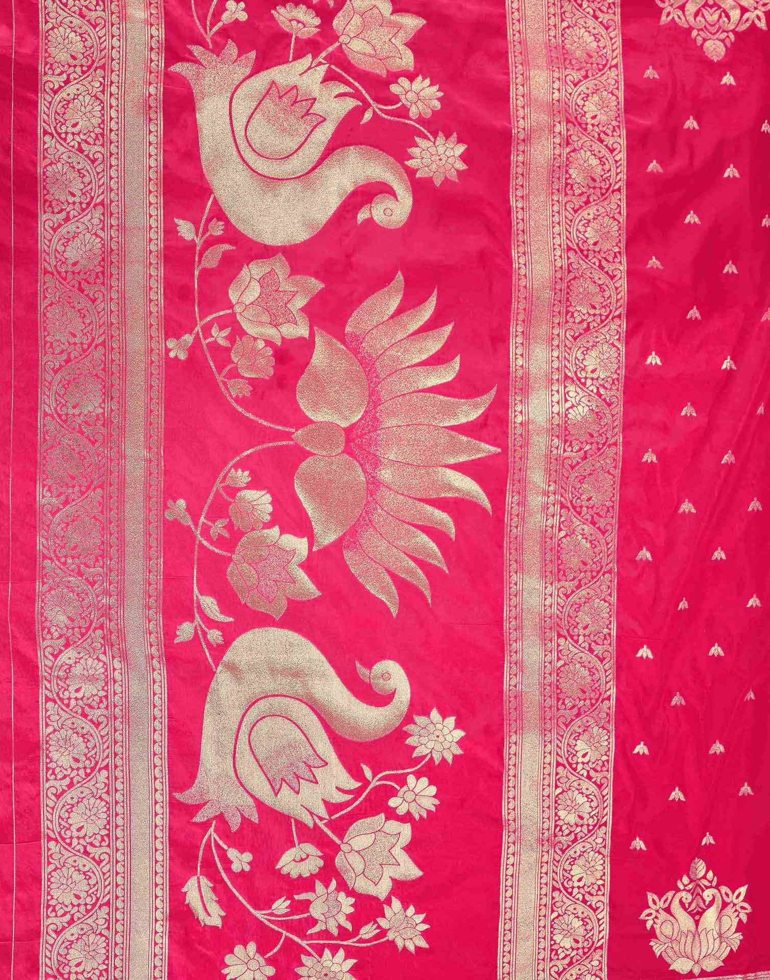 Rani Pink Silk Woven Banarasi Saree