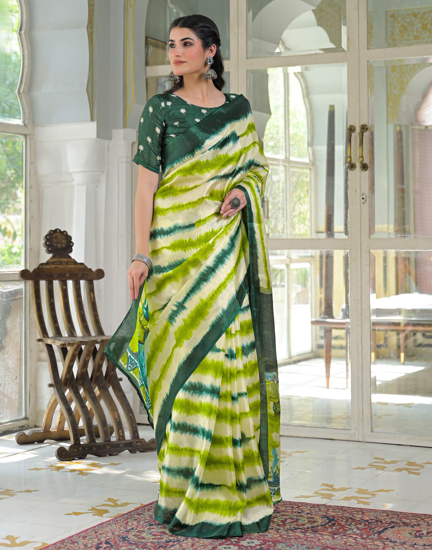 Light Green Khadi Printed Saree