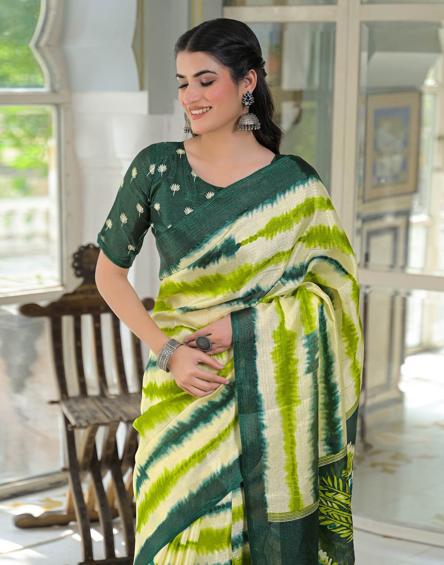 Light Green Khadi Printed Saree