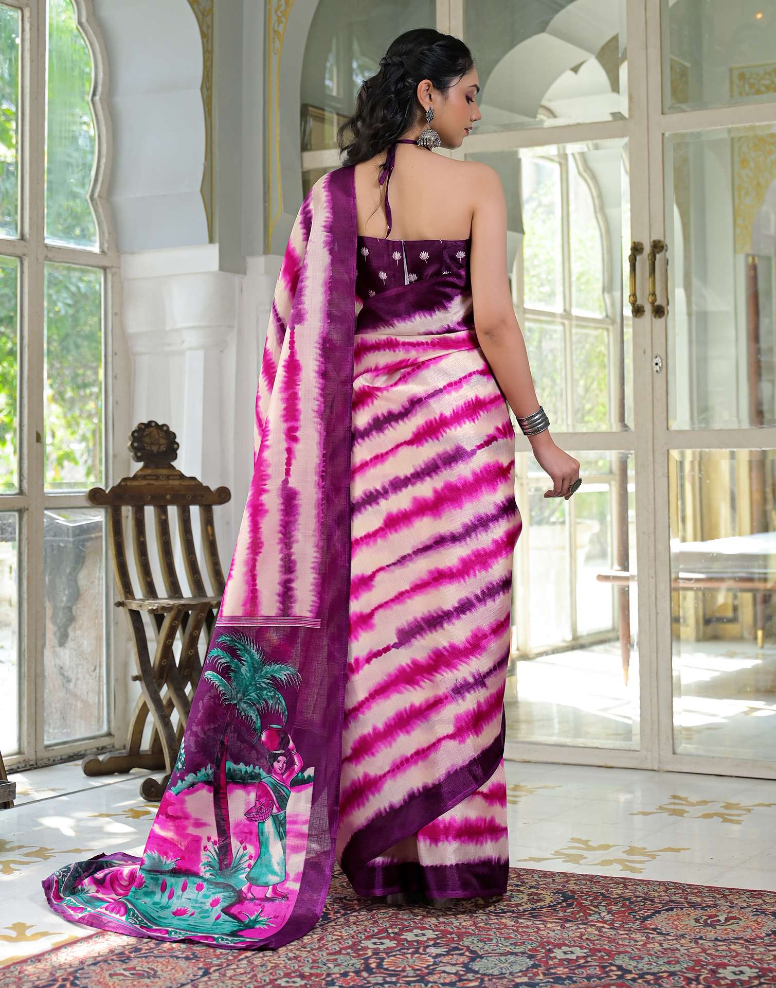 Pink Khadi Printed Saree