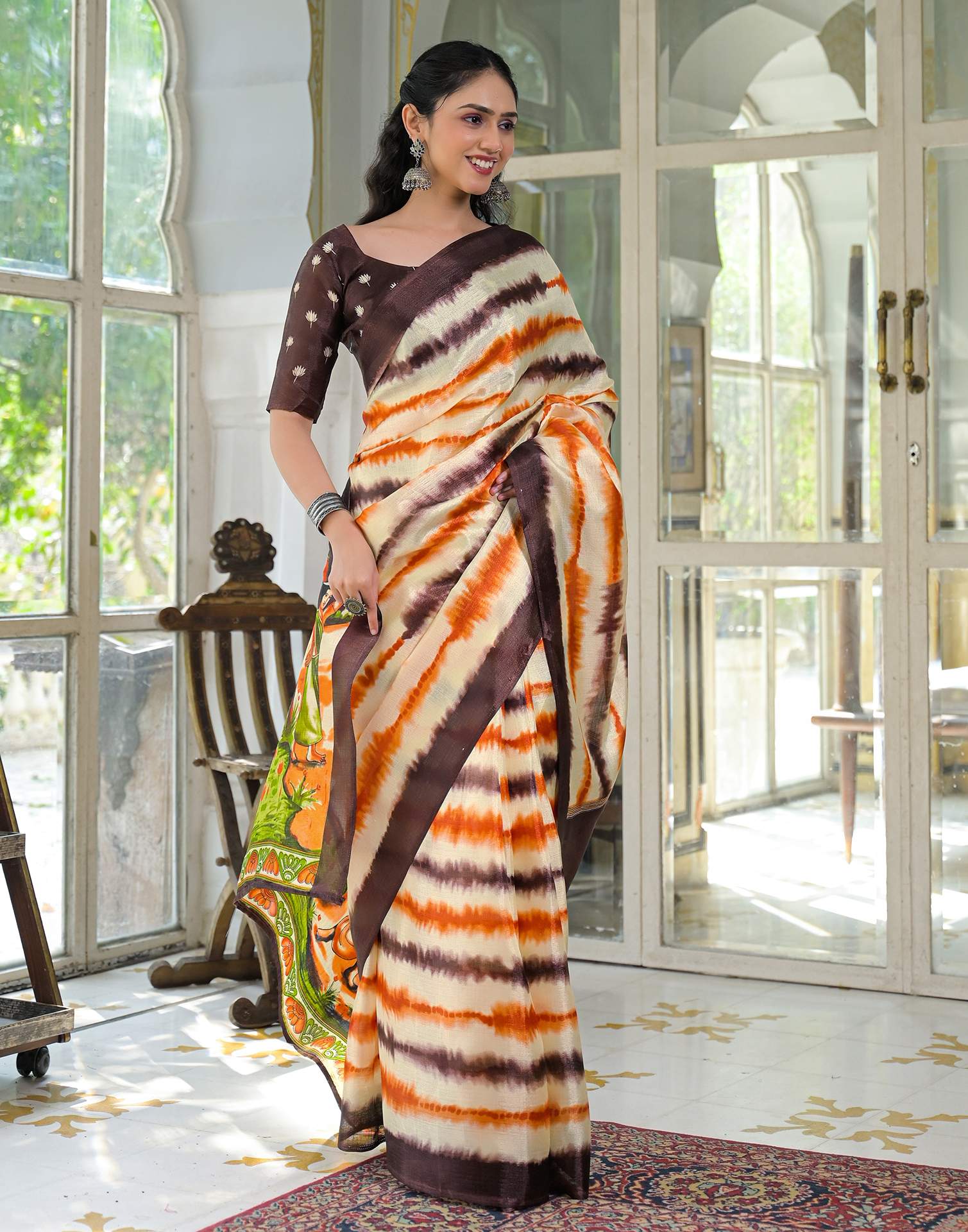 Off White Khadi Printed Saree