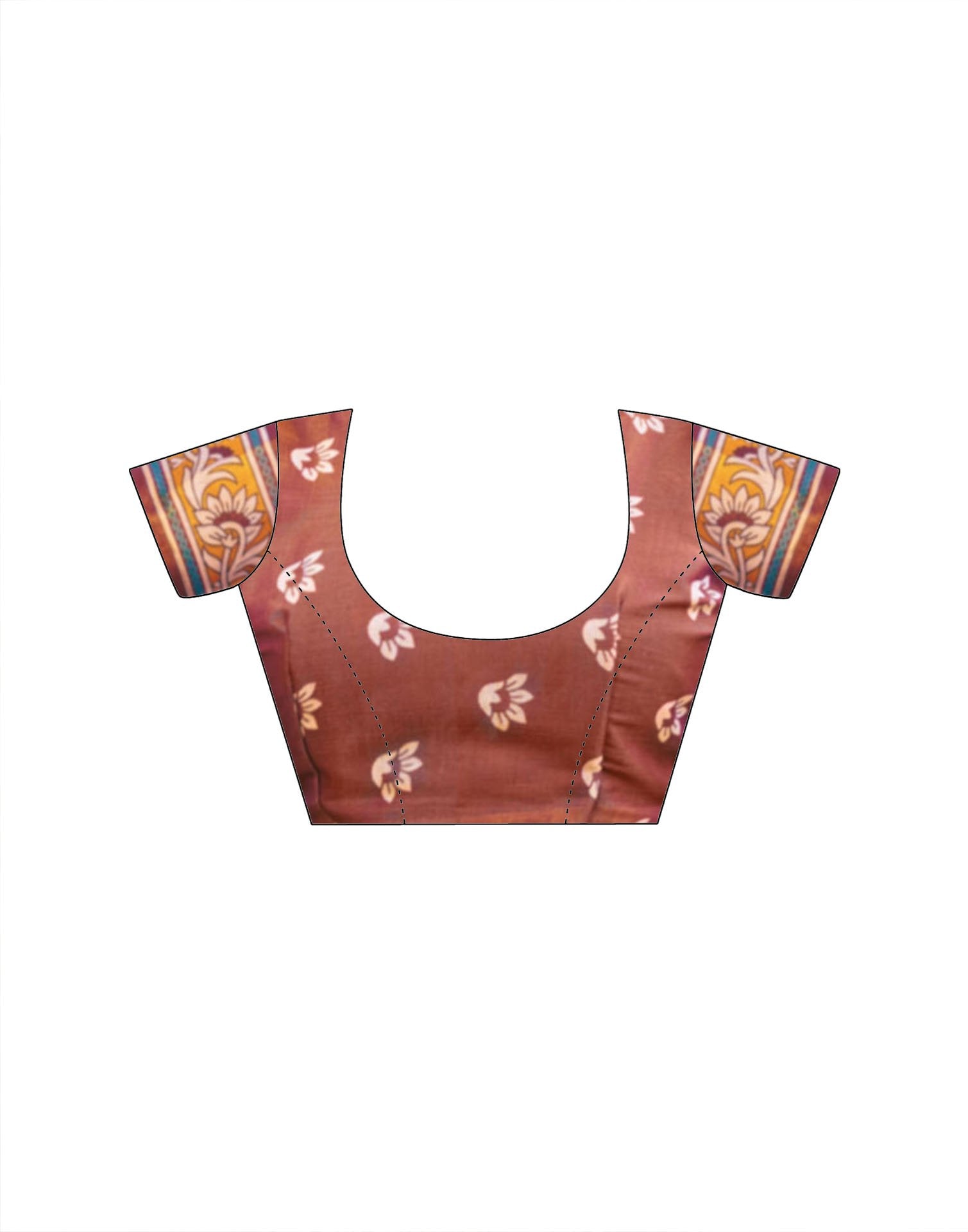 Brown Shimmer Silk Printed Kalamkari Saree