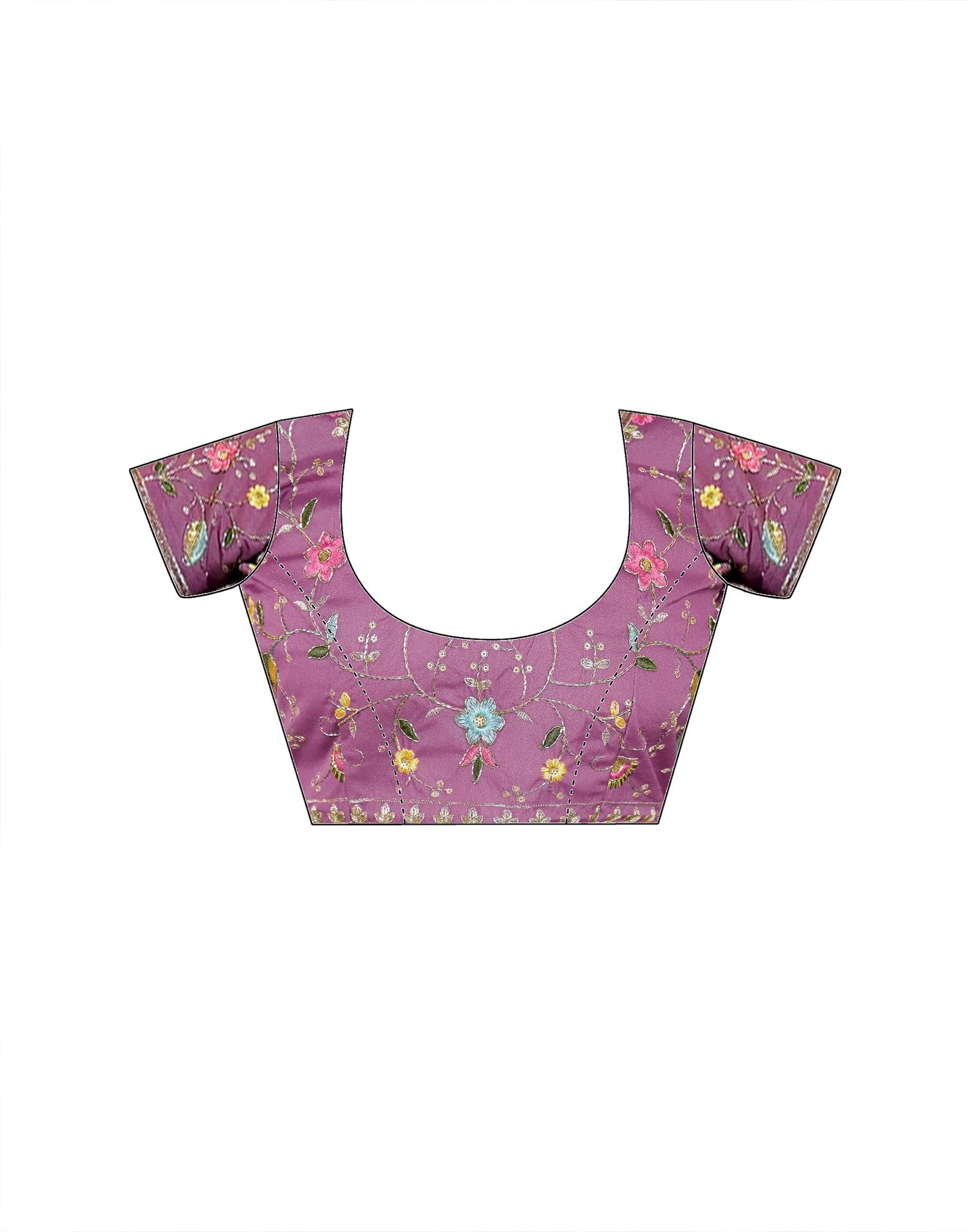 Dark Mauve Shimmer Georgette Embroidery Lace Saree