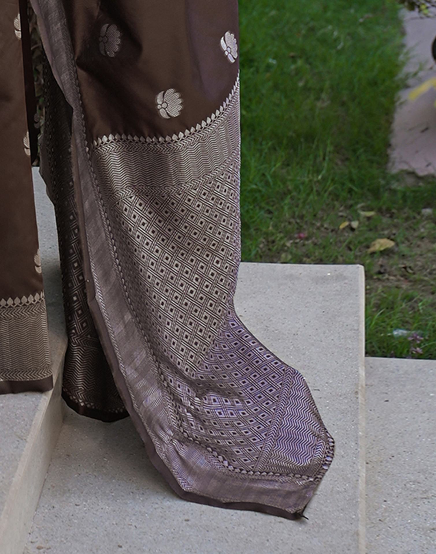 Brown Silk Woven Banarasi Saree