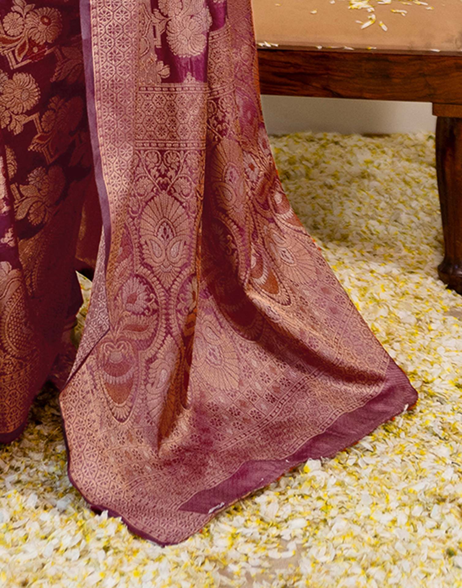 Magenta Silk Woven Banarasi Saree