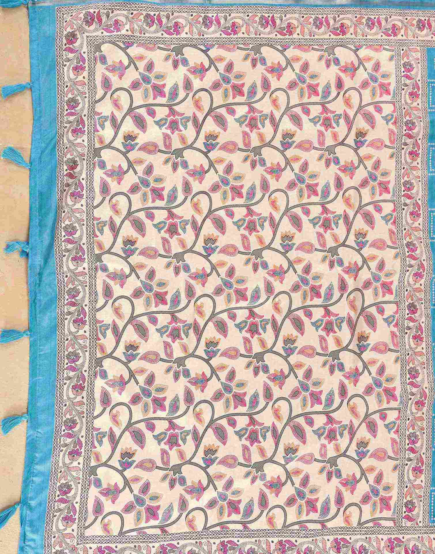 Blue Silk Bandhani Printed Saree