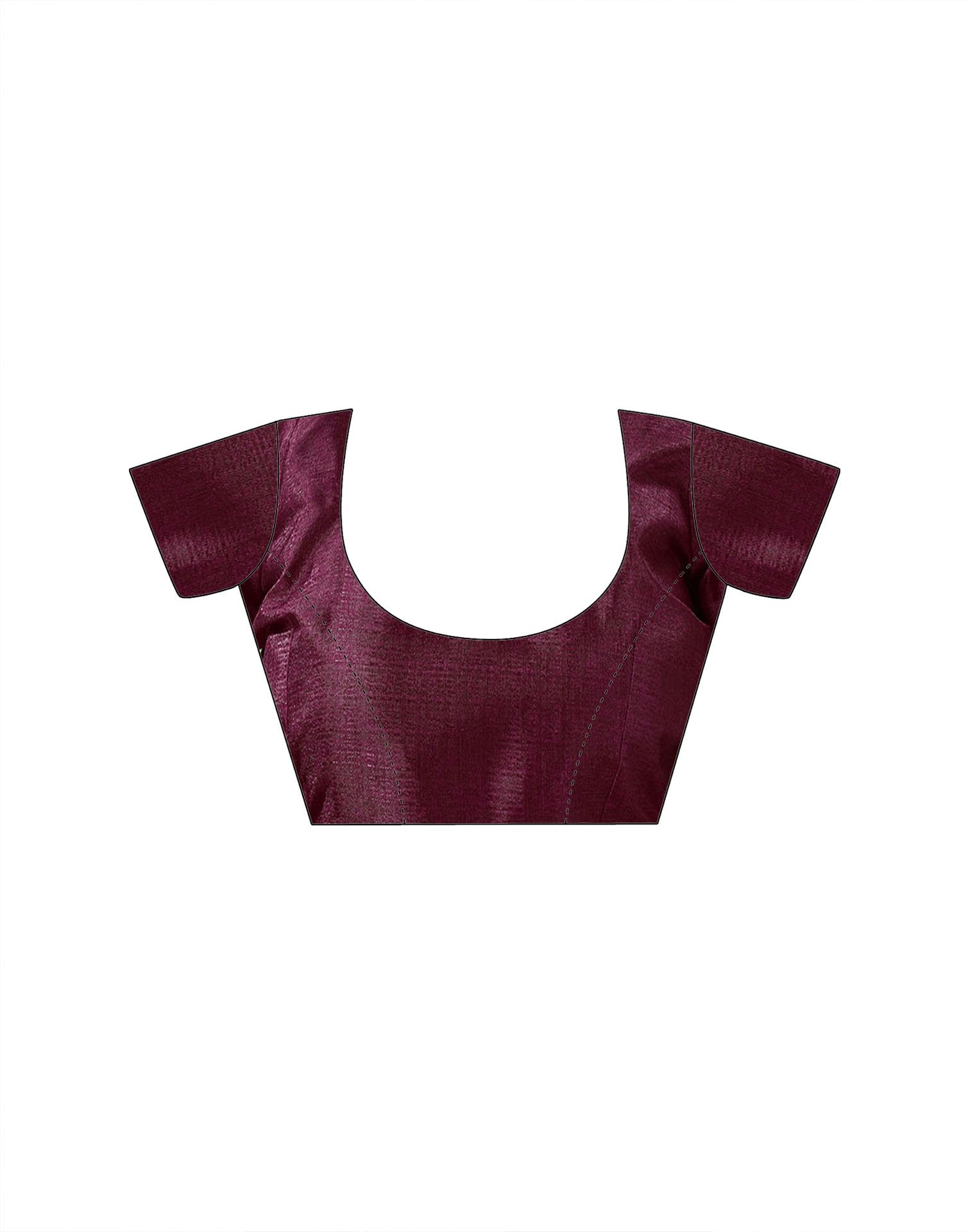 Dark Magenta Khadi Floral Printed Saree