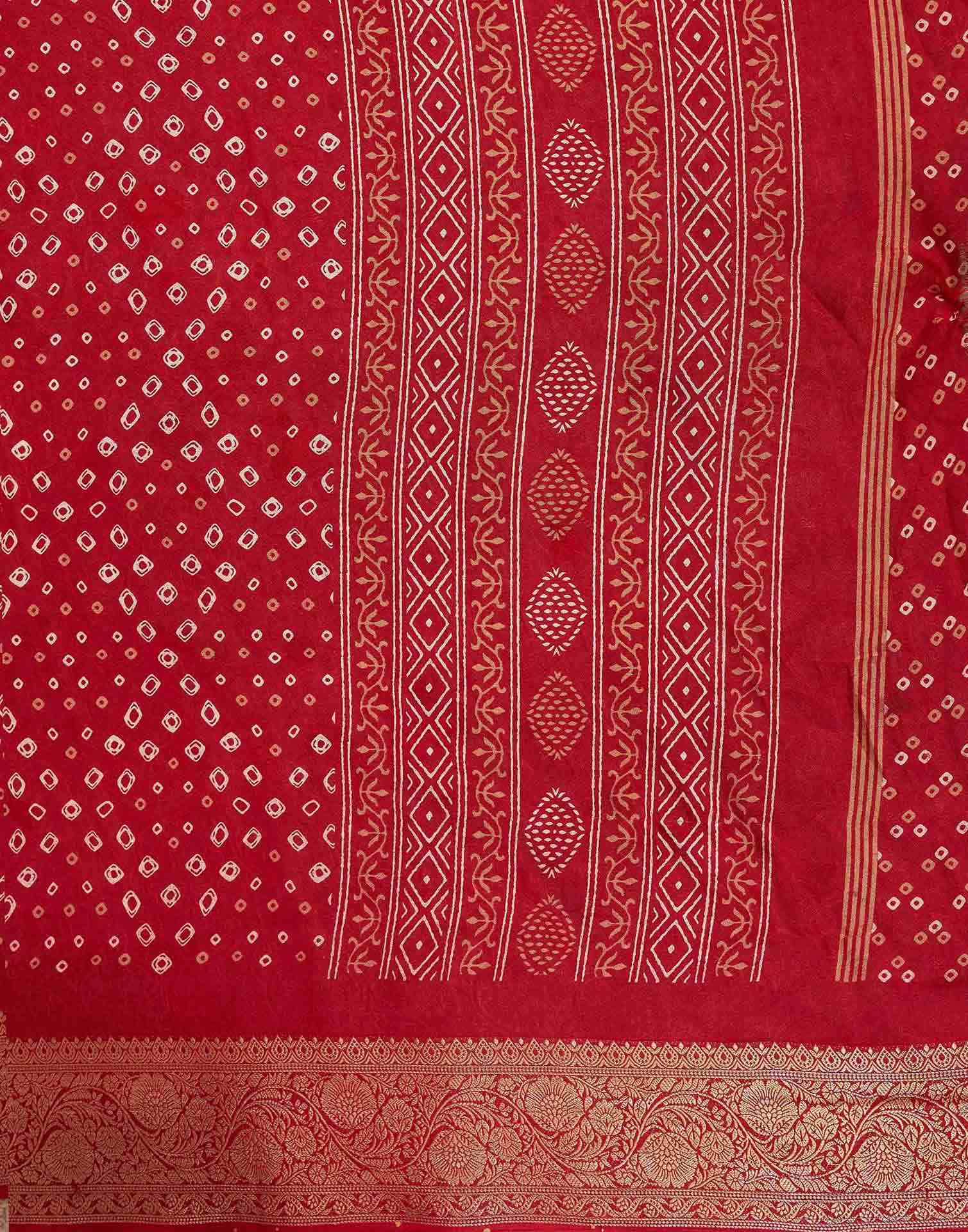 Red Georgette Bandhani Printed Saree