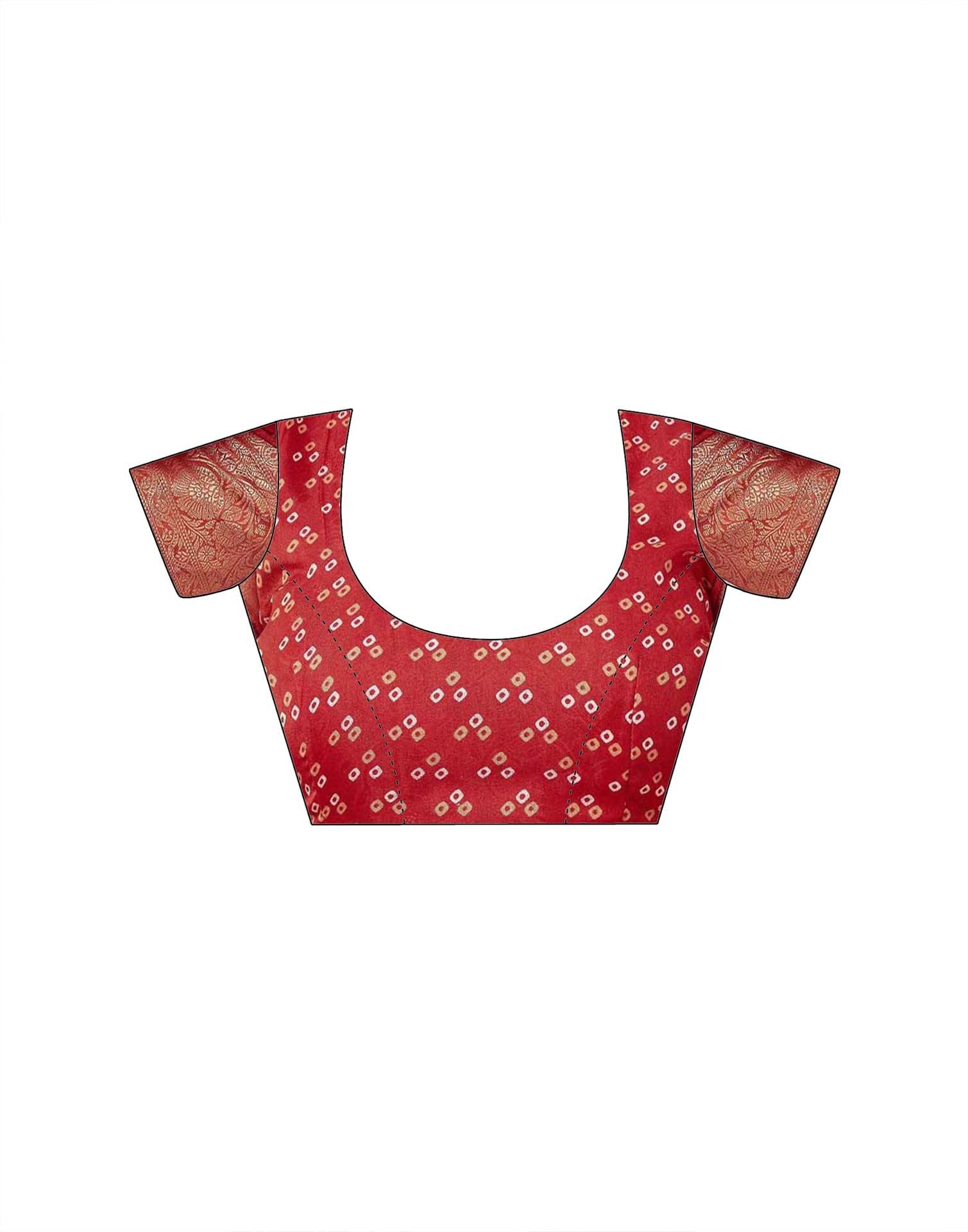Red Georgette Bandhani Printed Saree