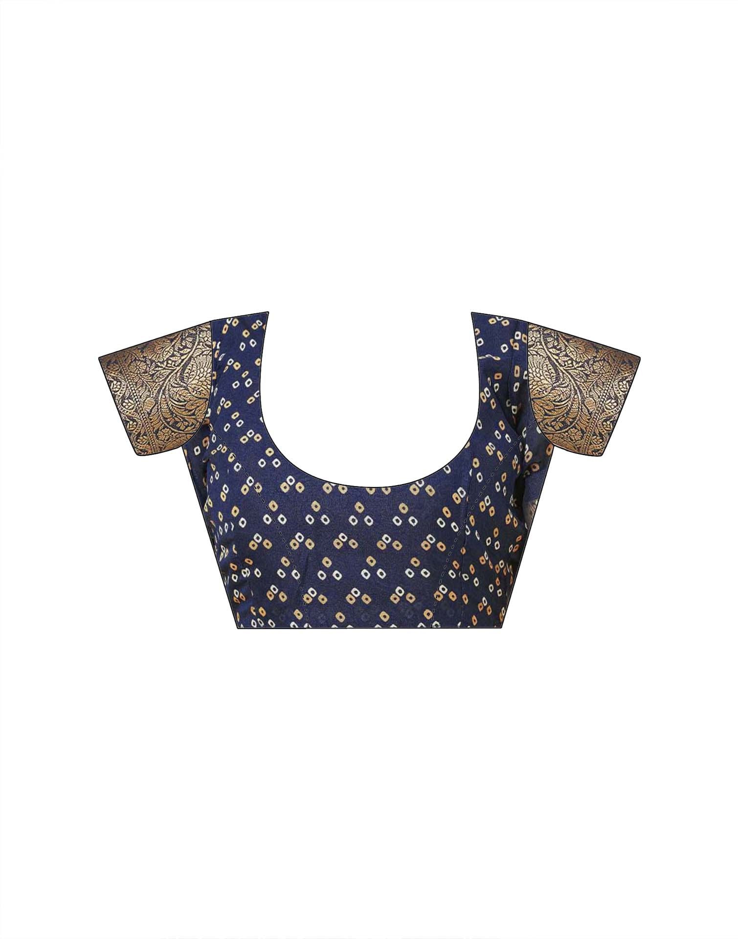 Navy Blue Georgette Bandhani Printed Saree