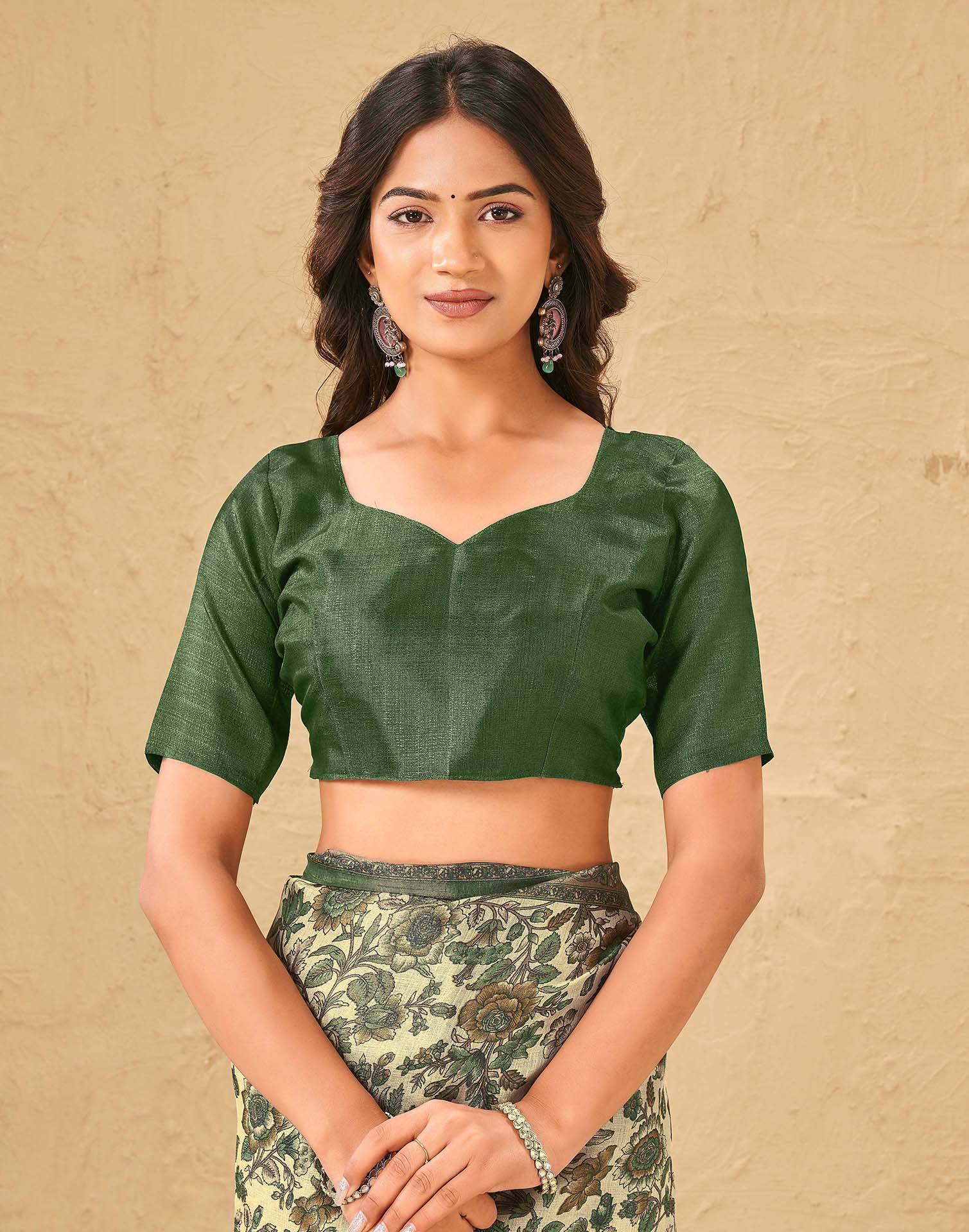 Dark Beige Khadi Floral Printed Saree