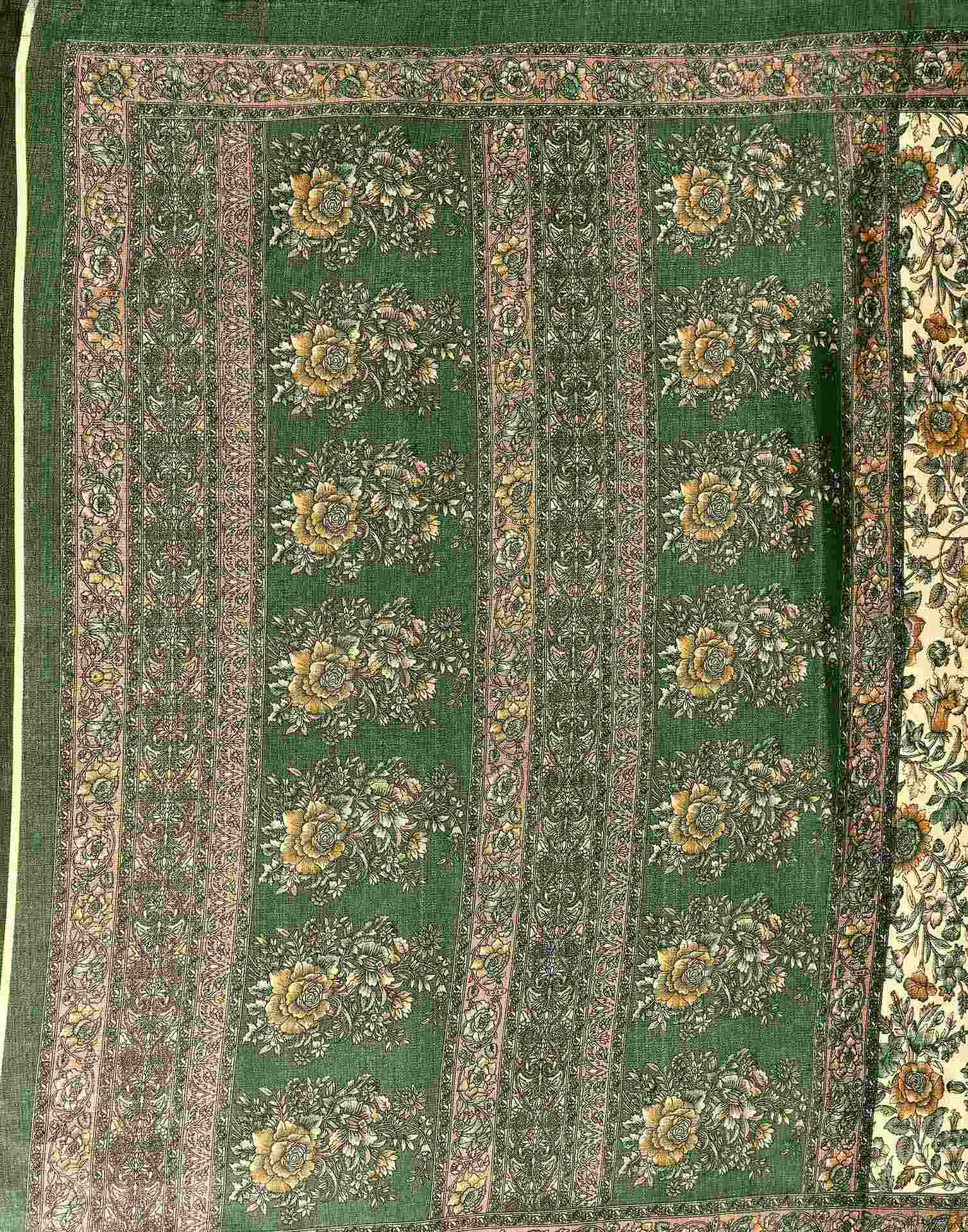 Dark Beige Khadi Floral Printed Saree