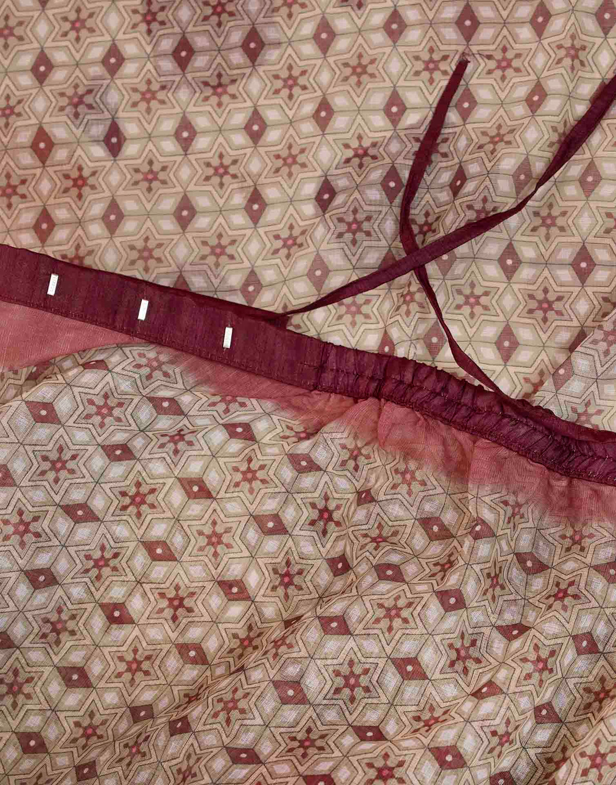 Ready To Wear Beige Linen Printed Saree