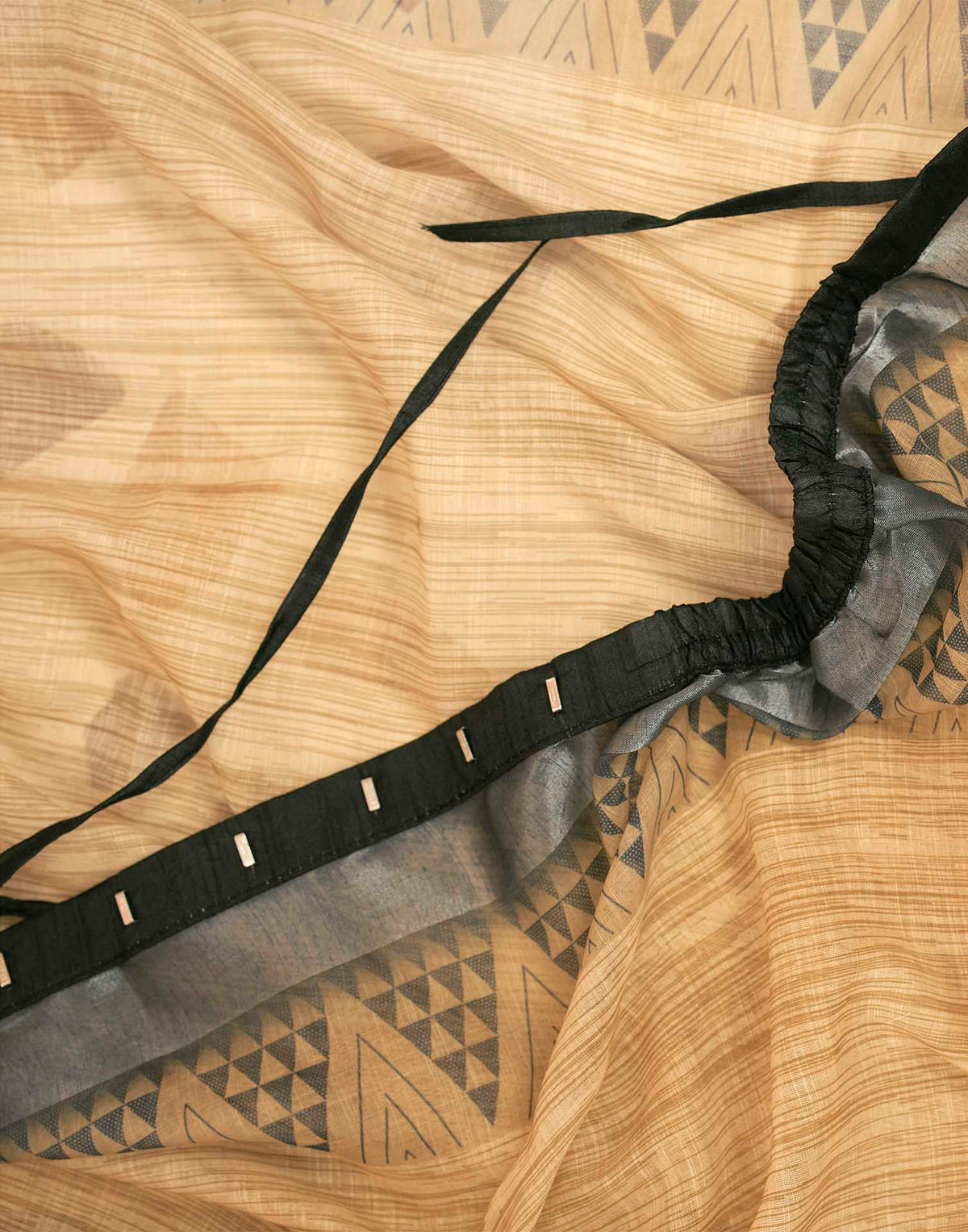 Ready To Wear Beige Linen Printed Saree