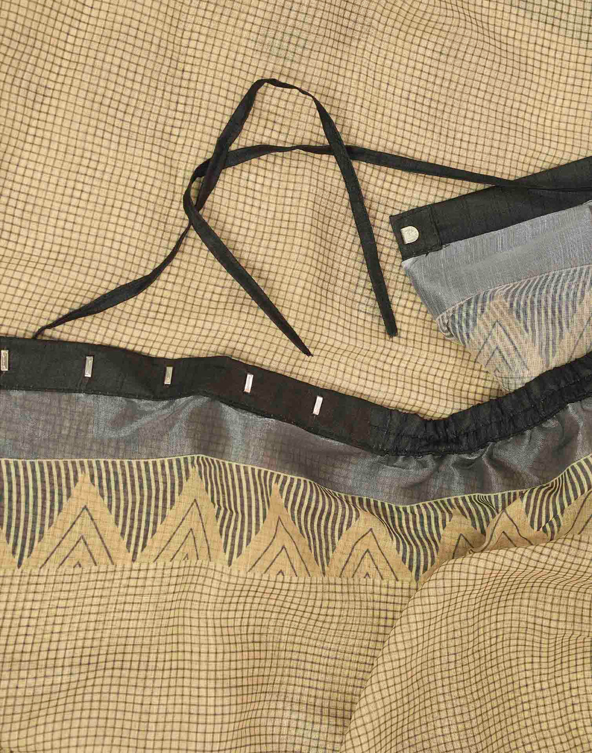 Ready To Wear Beige Linen Printed Saree