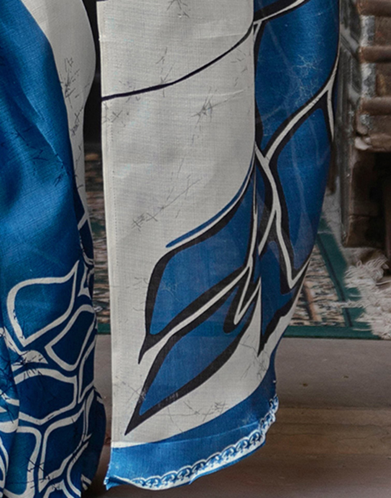Blue Khadi Abstract Printed Saree