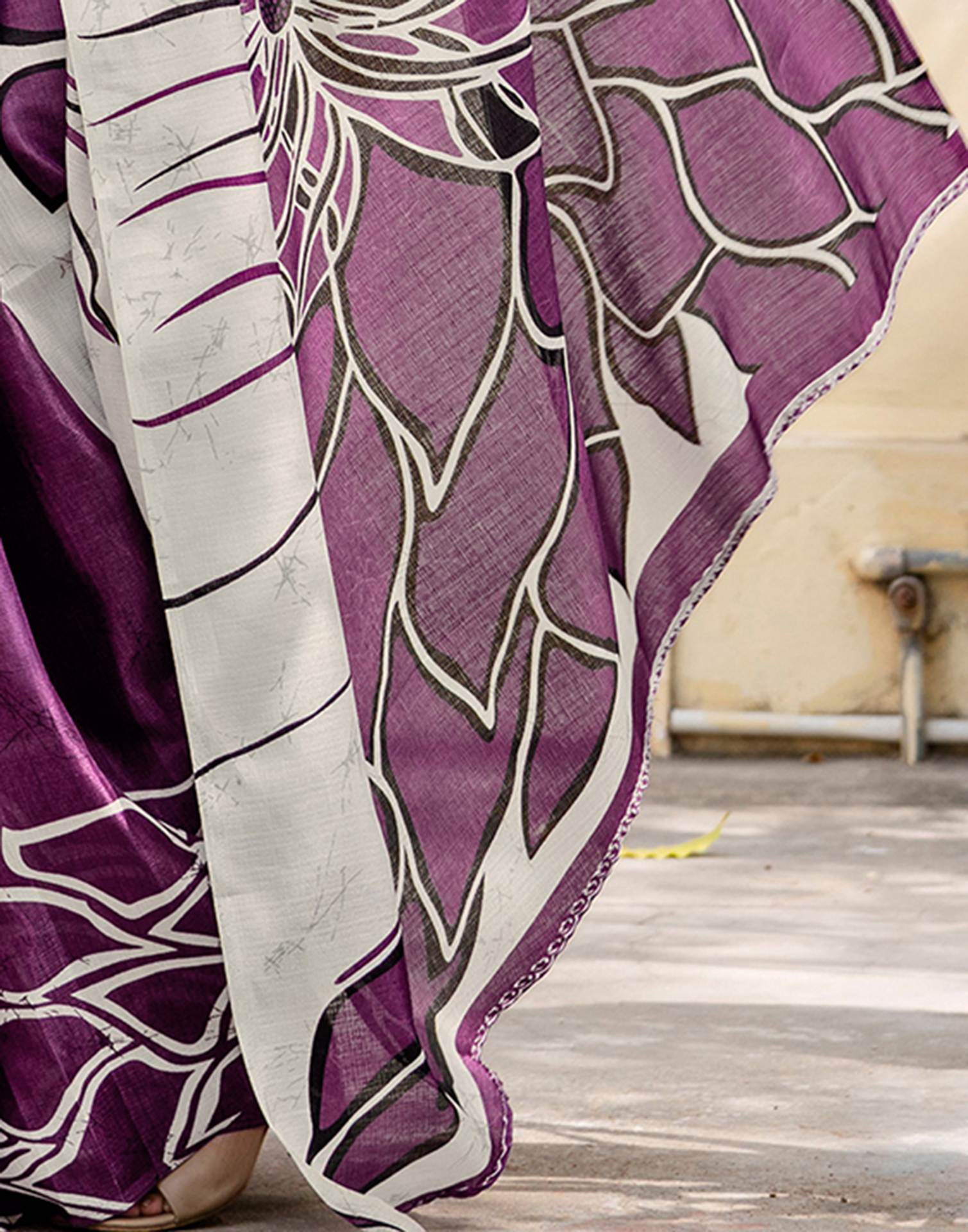 Purple Khadi Abstract Printed Saree
