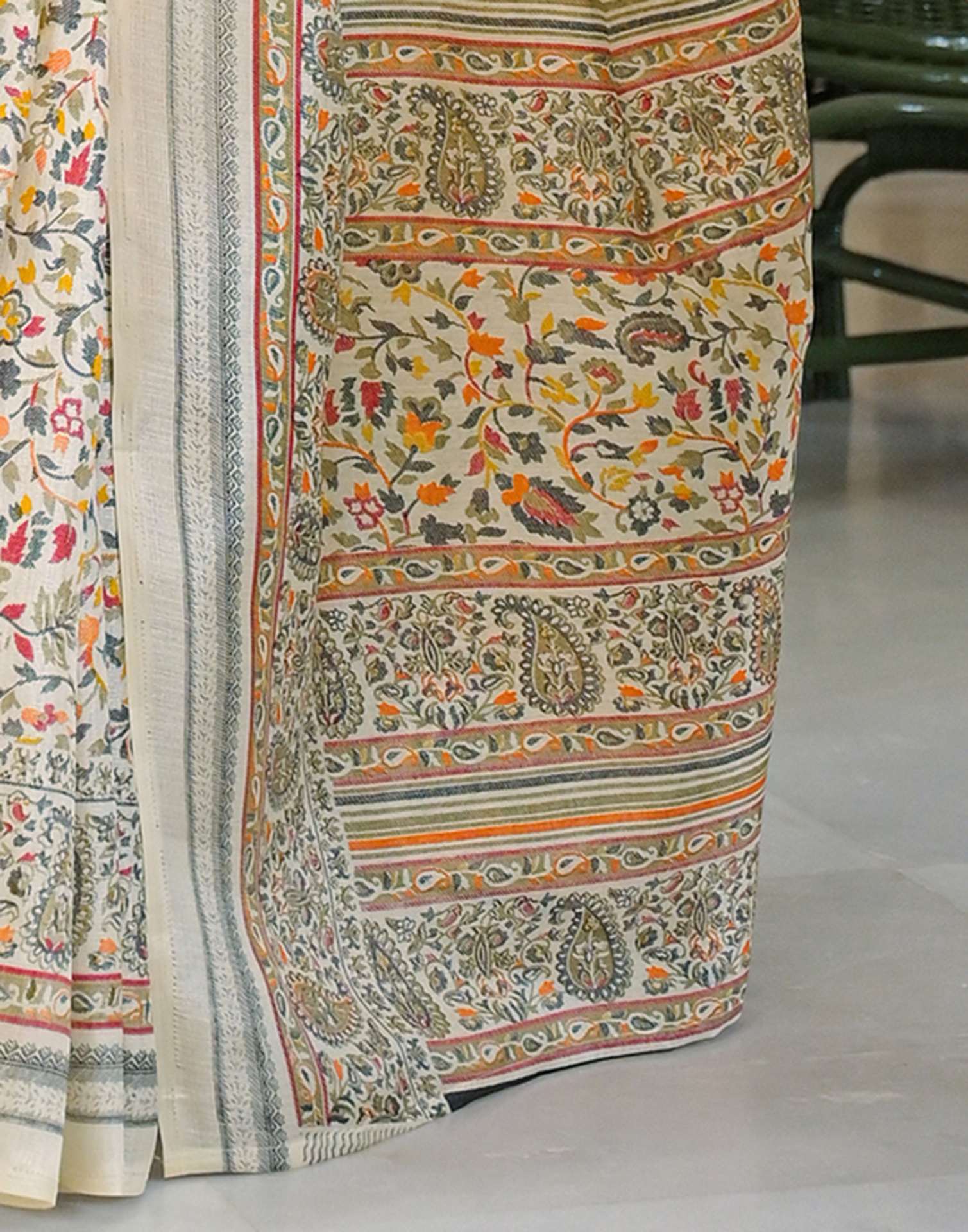 Beige Khadi Printed Saree
