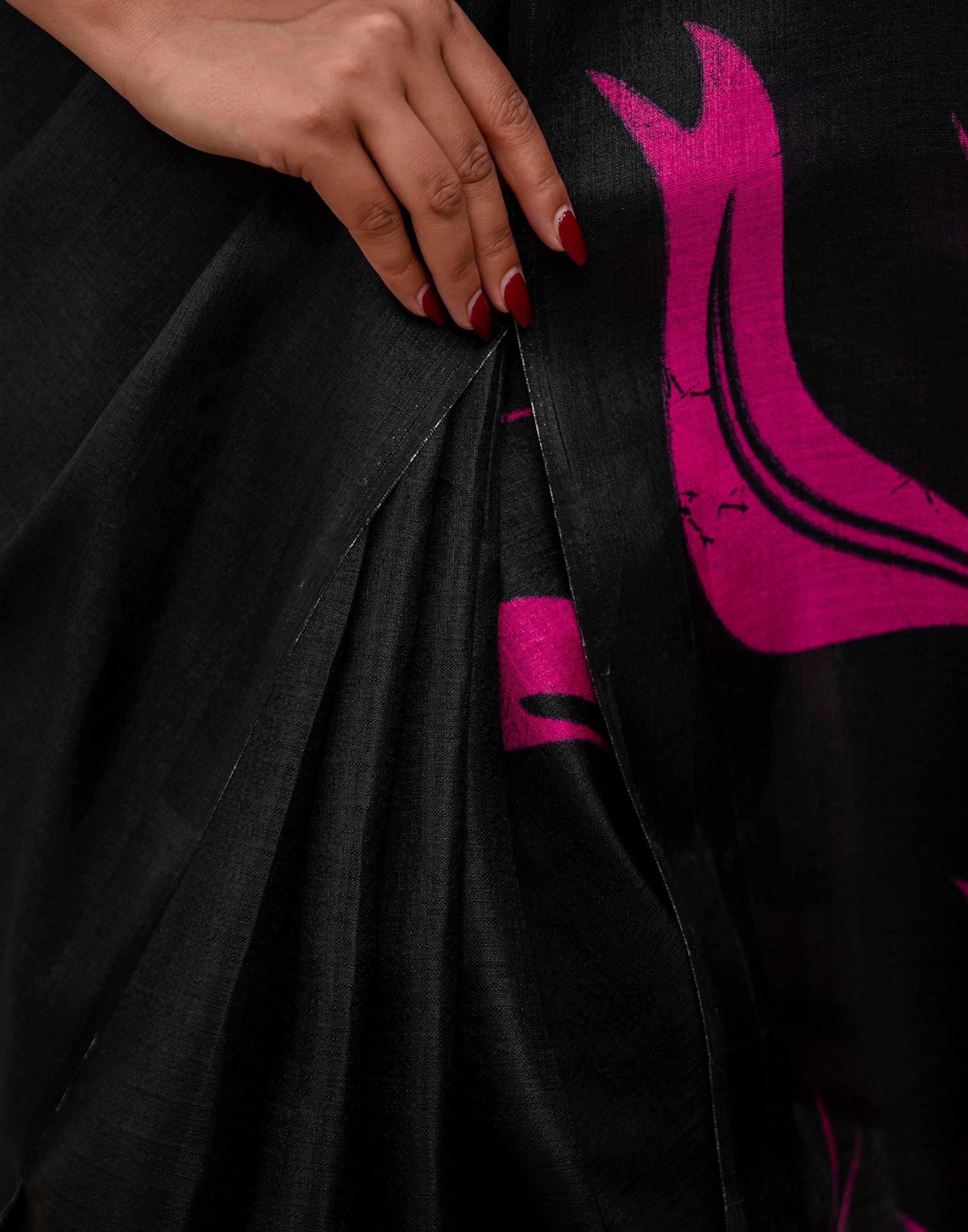 Black Khadi Printed Saree