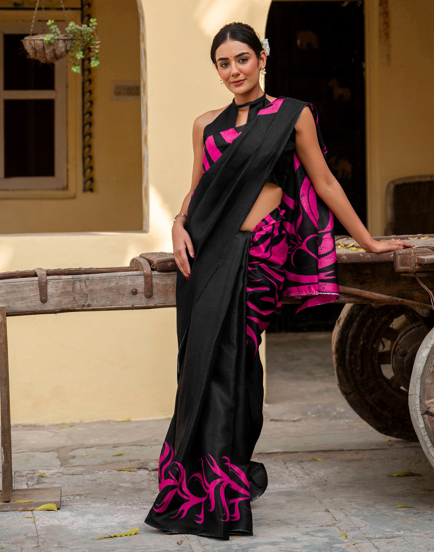 Black Khadi Printed Saree