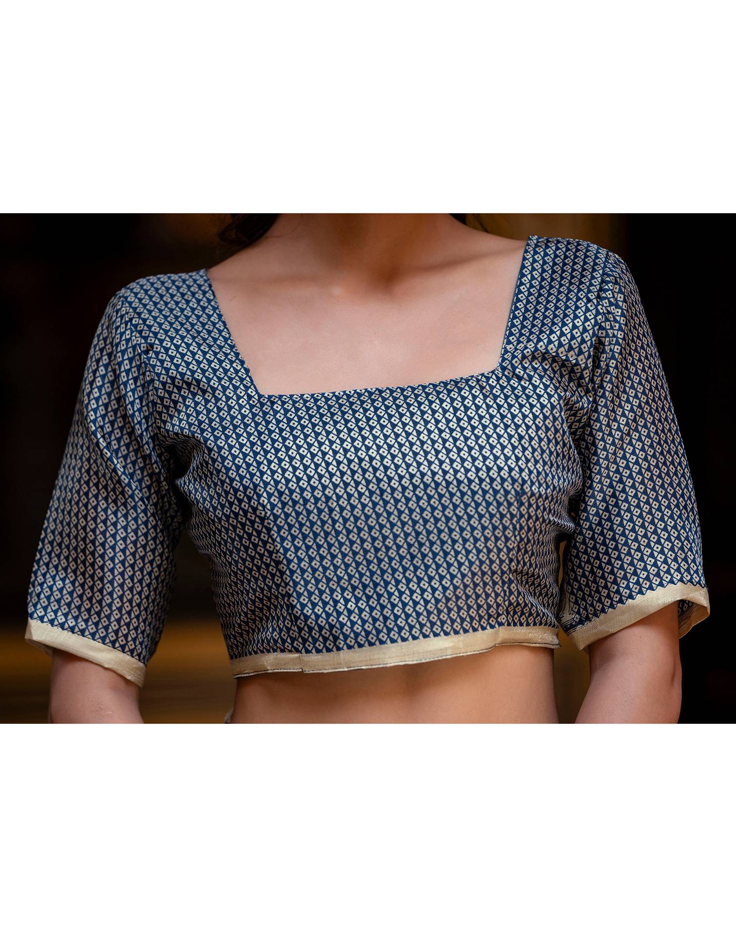 Navy Blue Khadi Warli Printed Saree