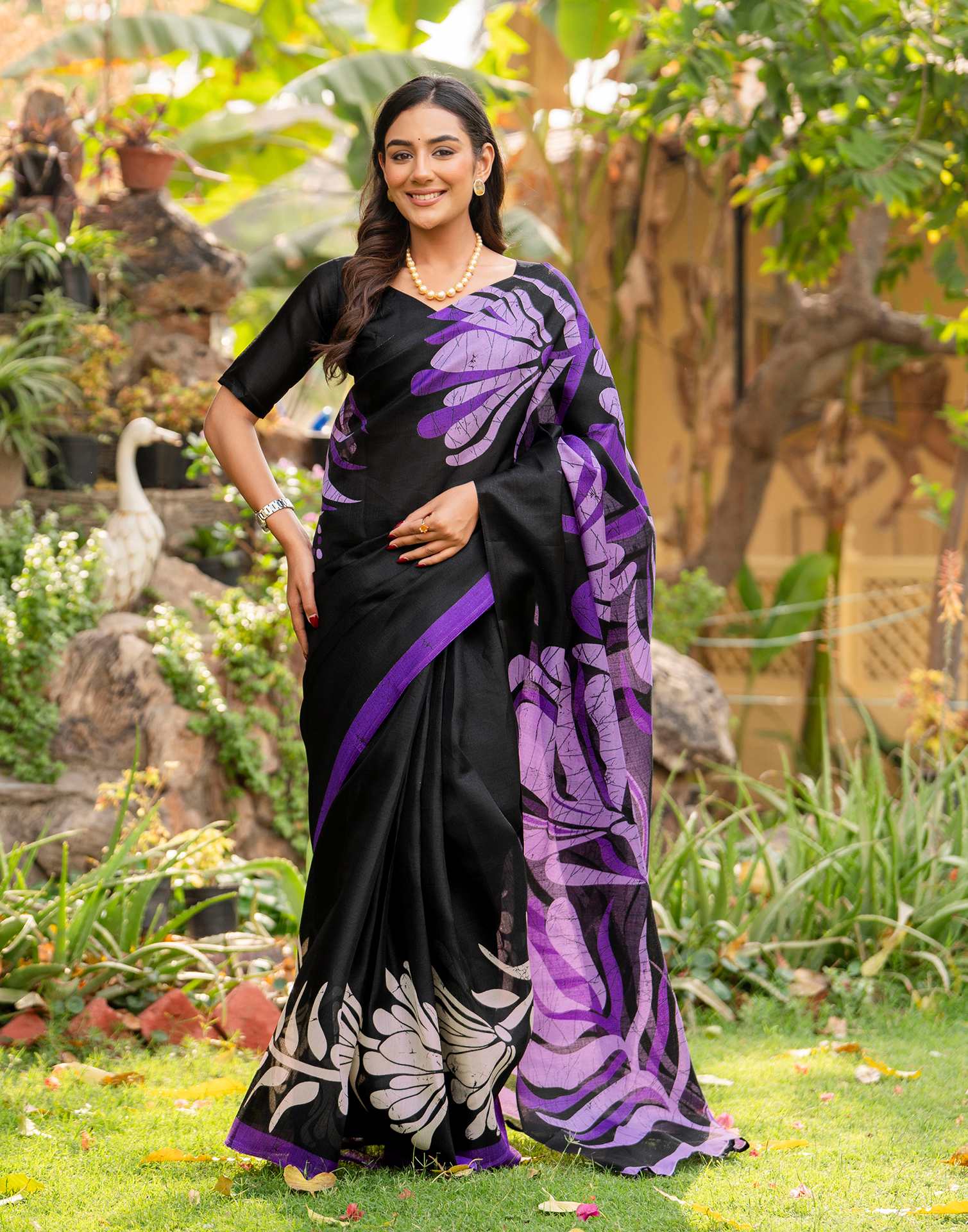 Black Khadi Printed Saree