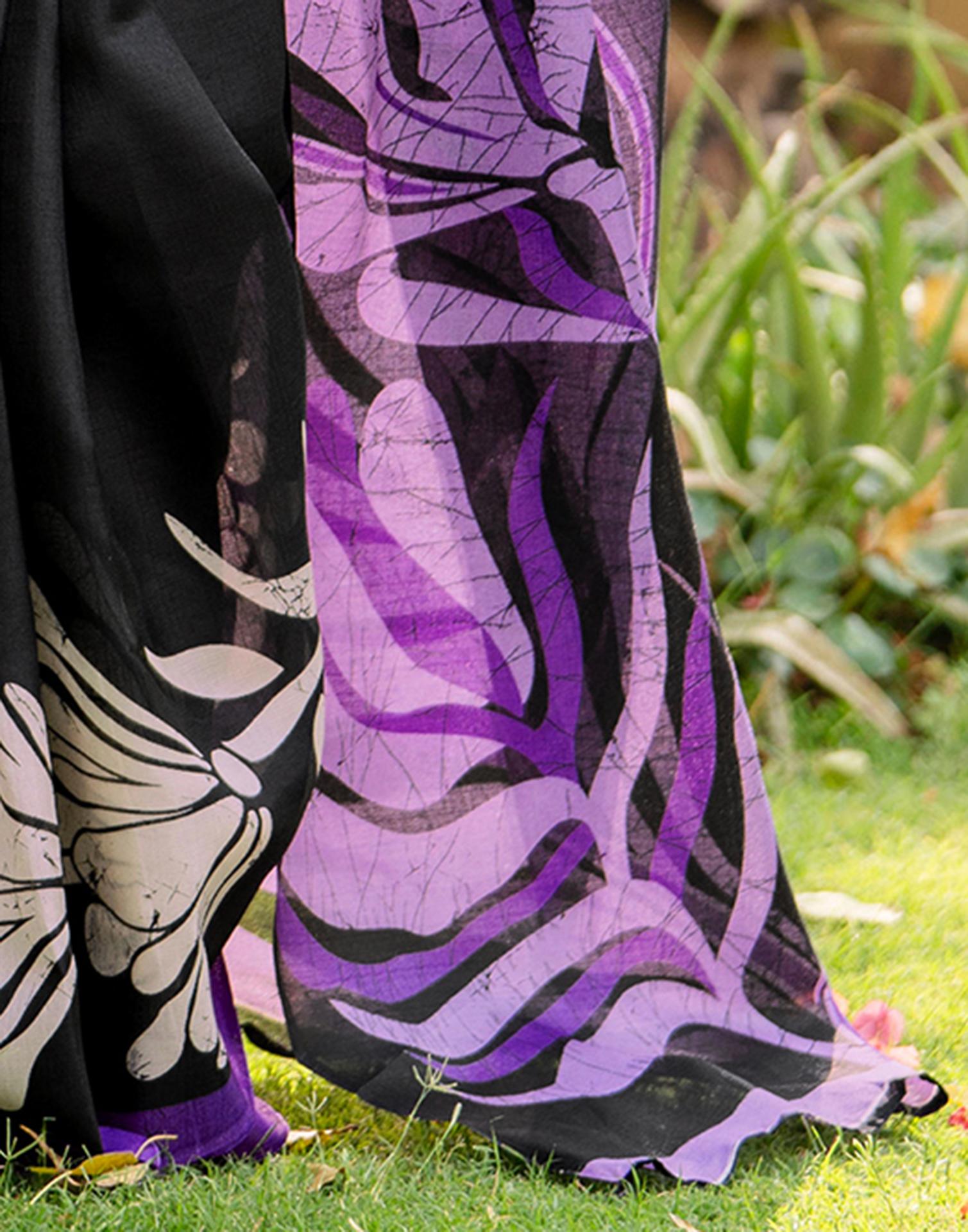 Black Khadi Printed Saree