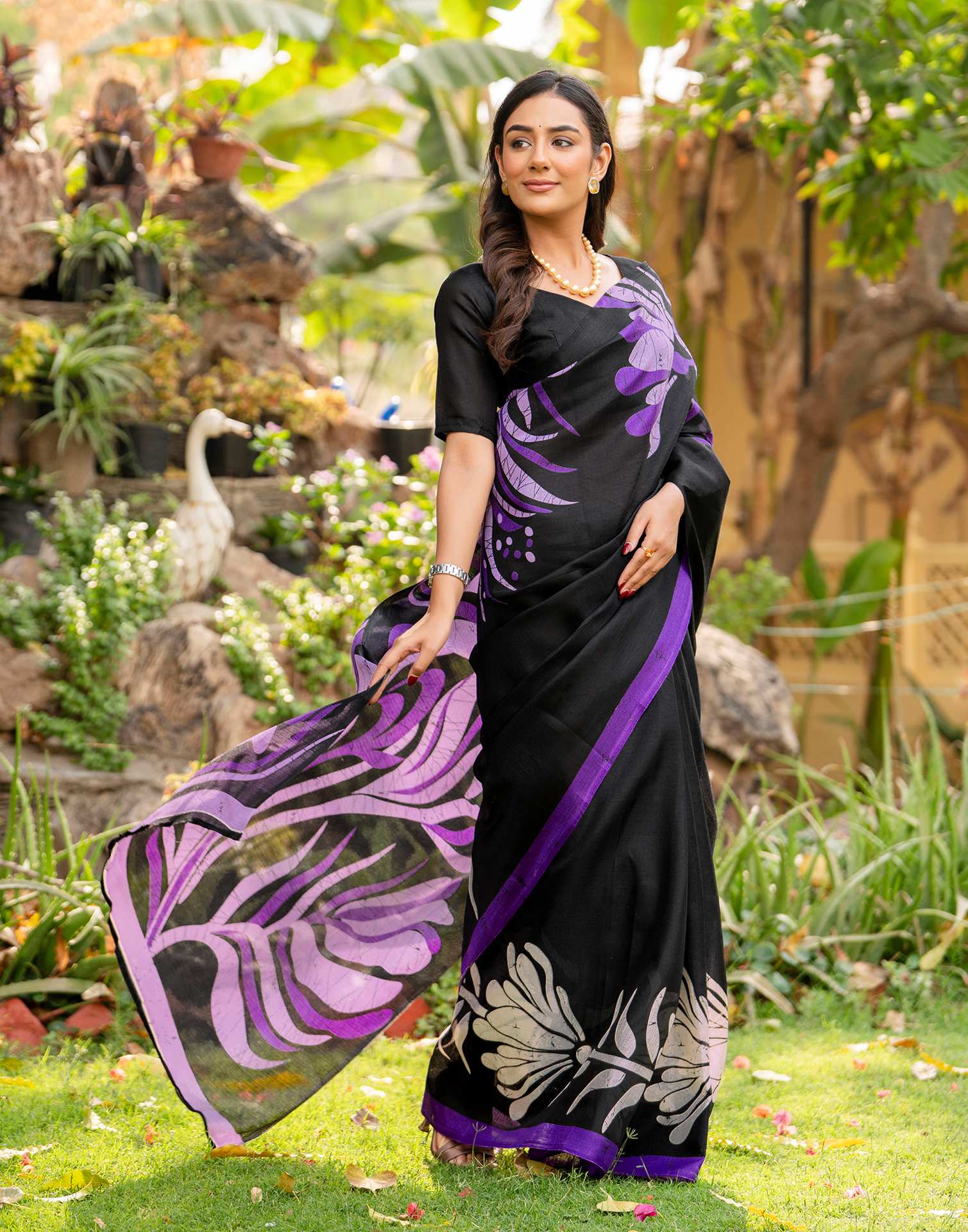Black Khadi Printed Saree