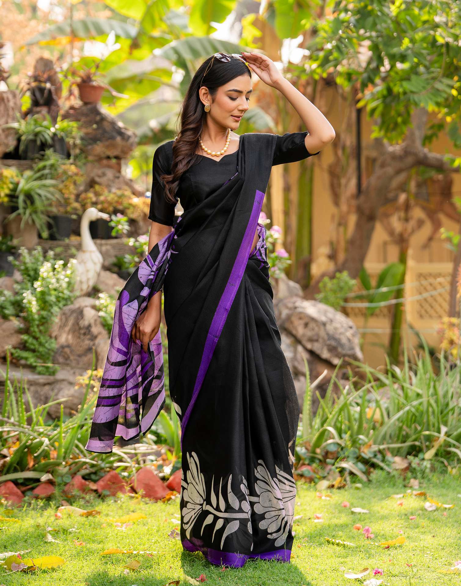 Black Khadi Printed Saree