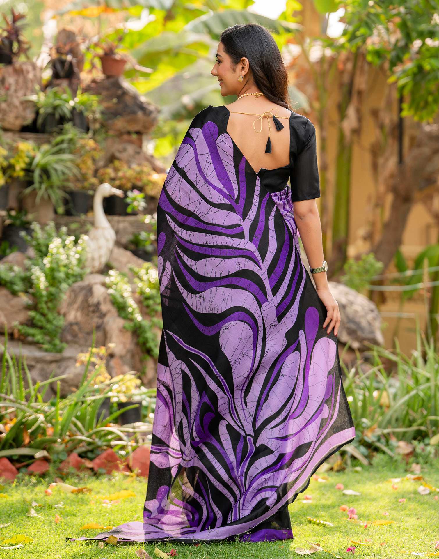 Black Khadi Printed Saree