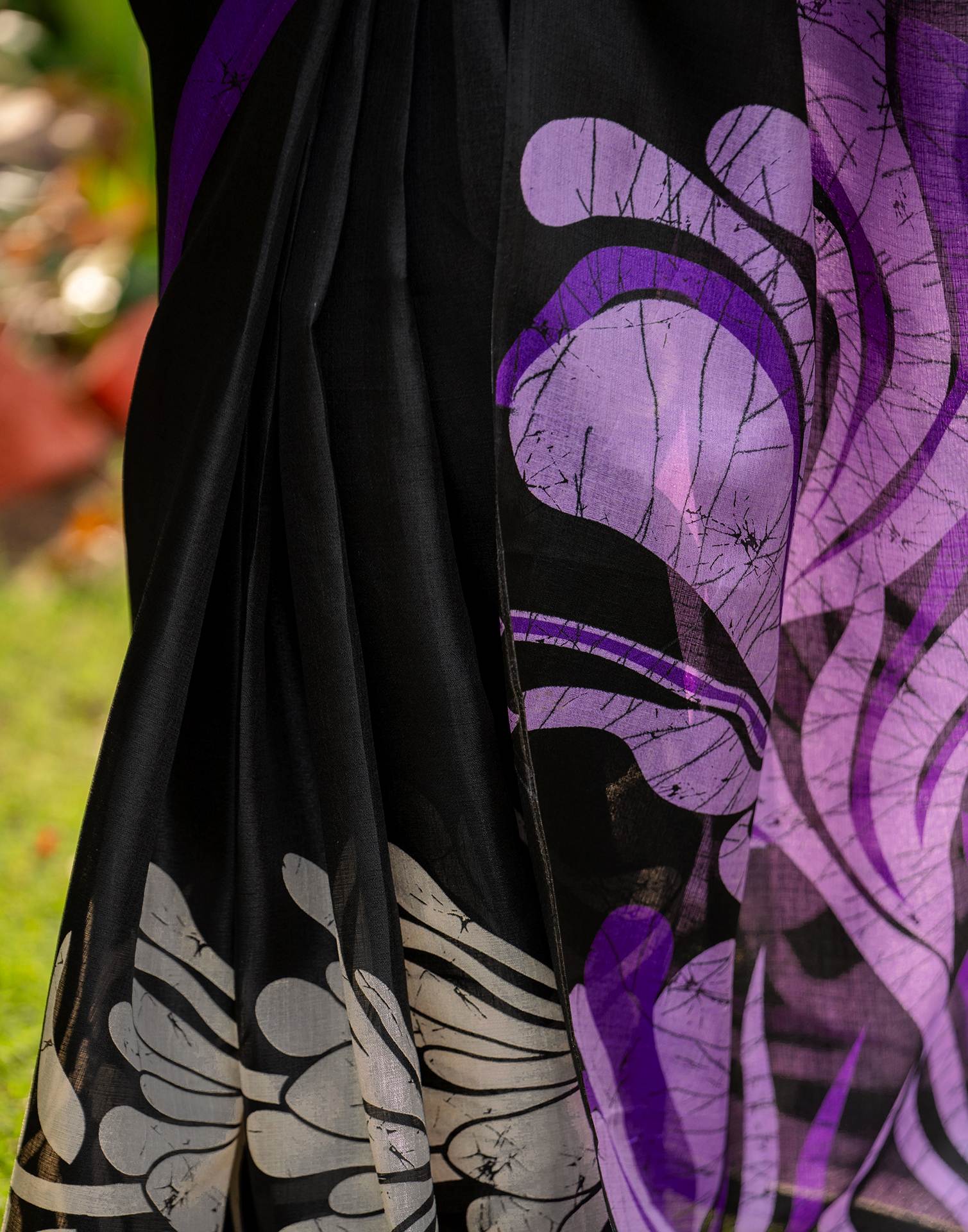 Black Khadi Printed Saree