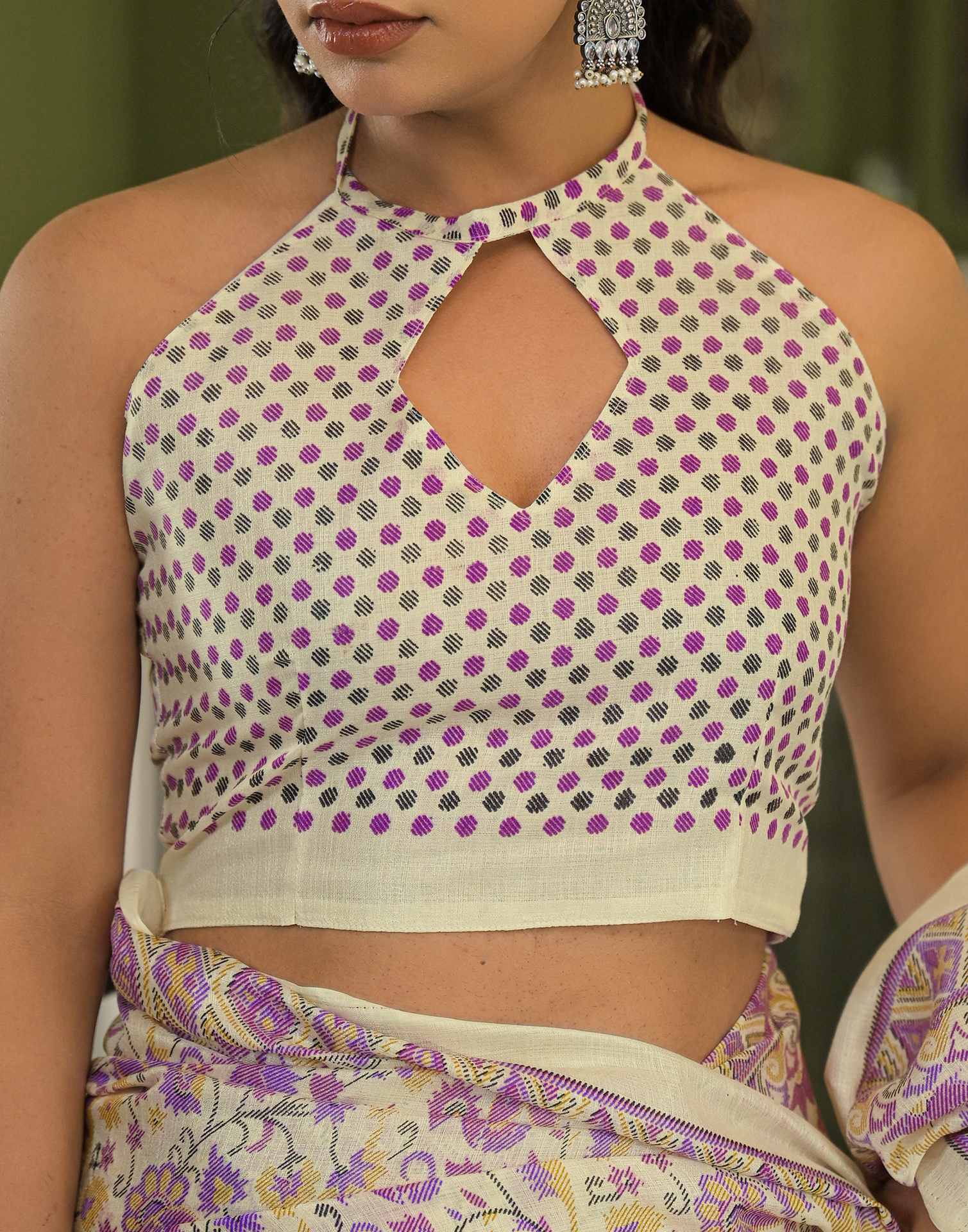 Beige Khadi Printed Saree
