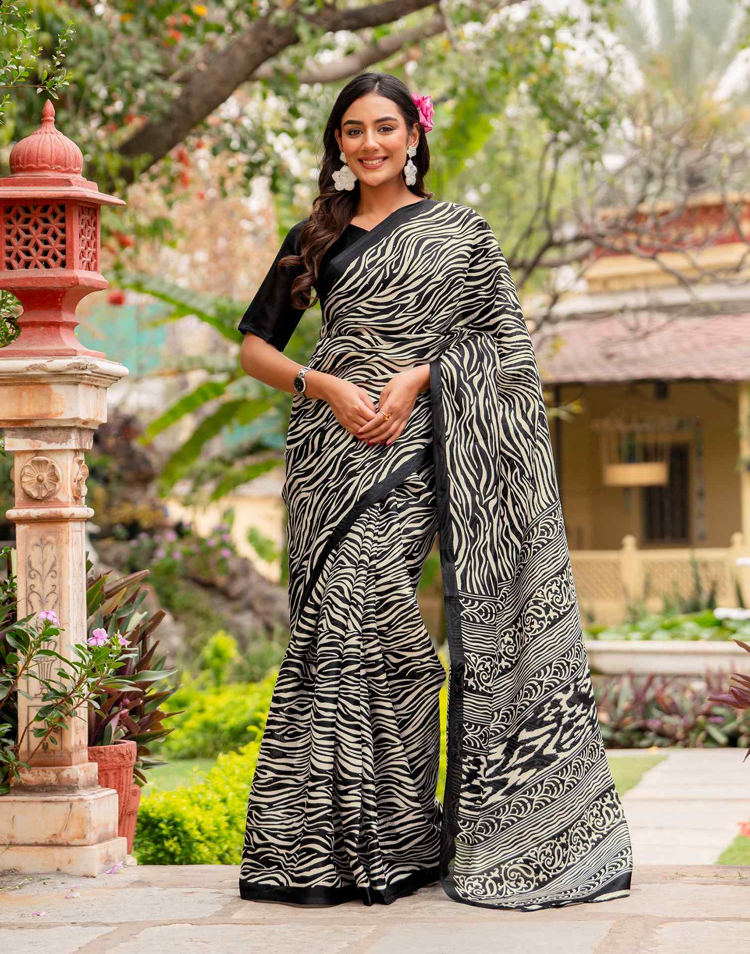 Black Khadi Printed Saree