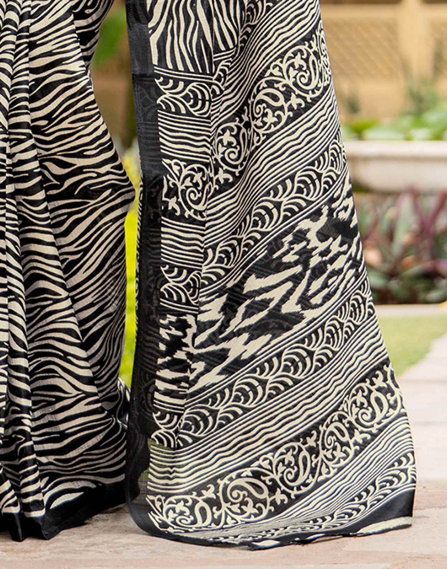 Black Khadi Printed Saree