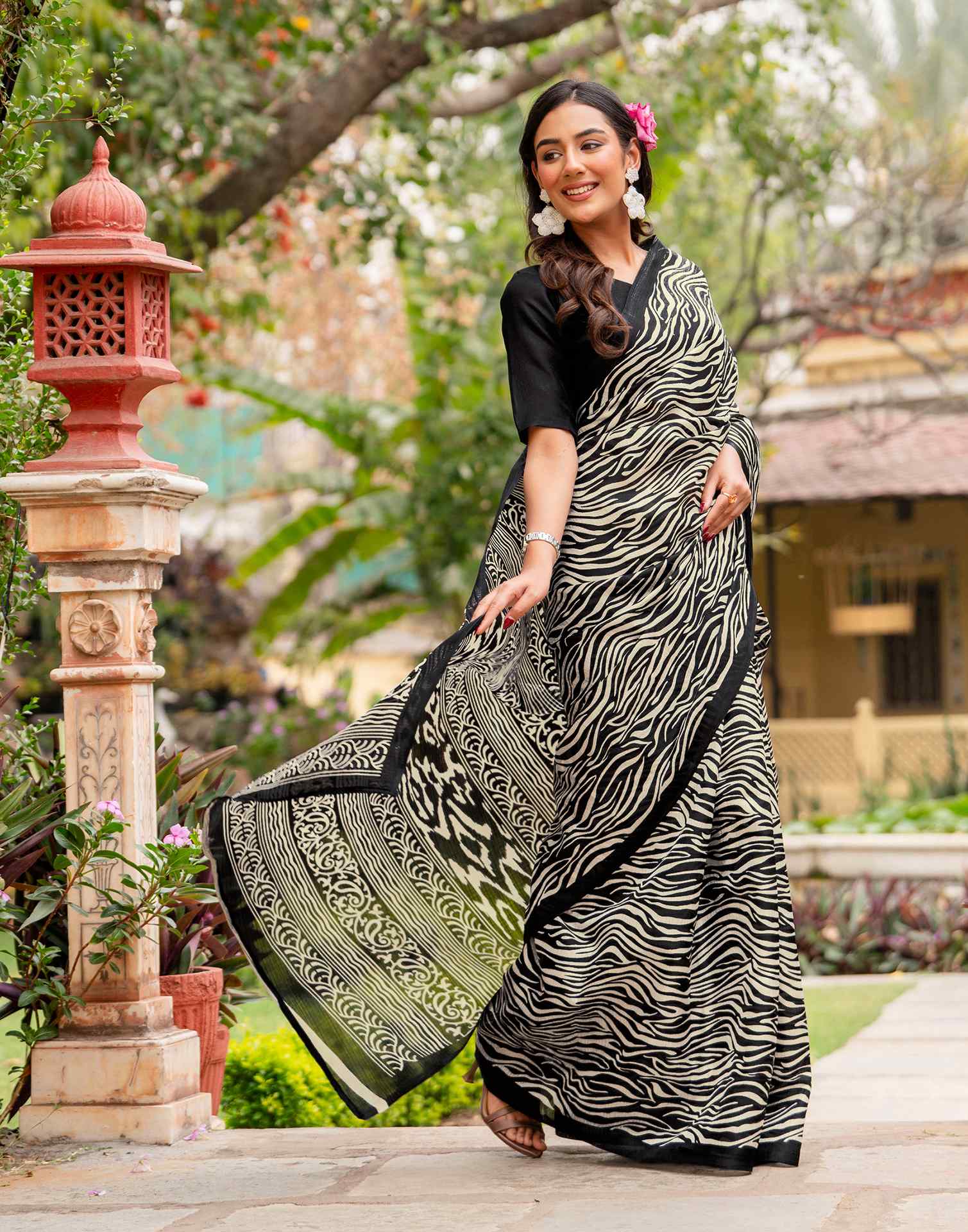 Black Khadi Printed Saree