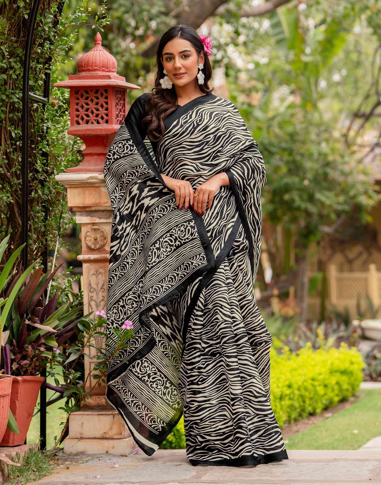 Black Khadi Printed Saree