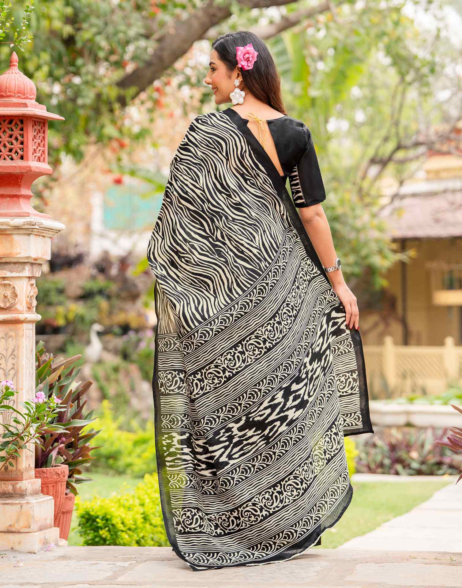 Black Khadi Printed Saree