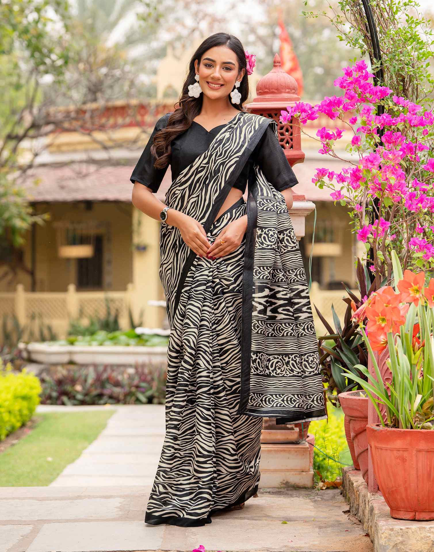 Black Khadi Printed Saree