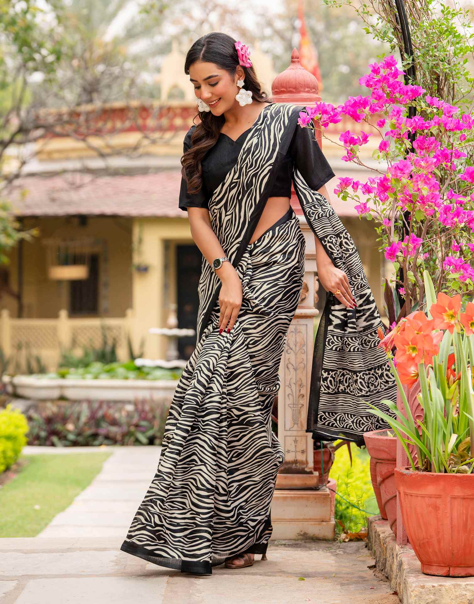 Black Khadi Printed Saree